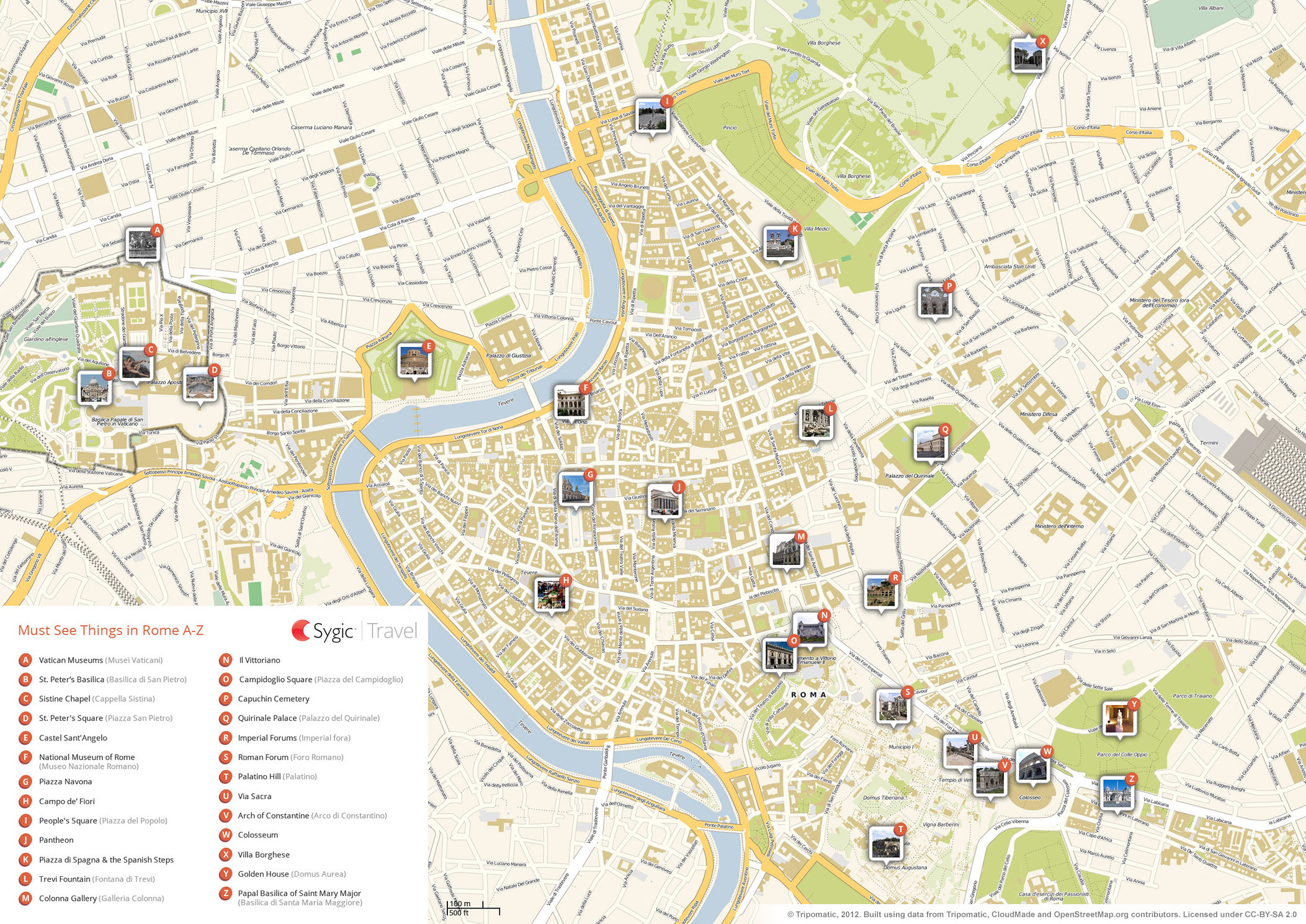 Rome Printable Tourist Map