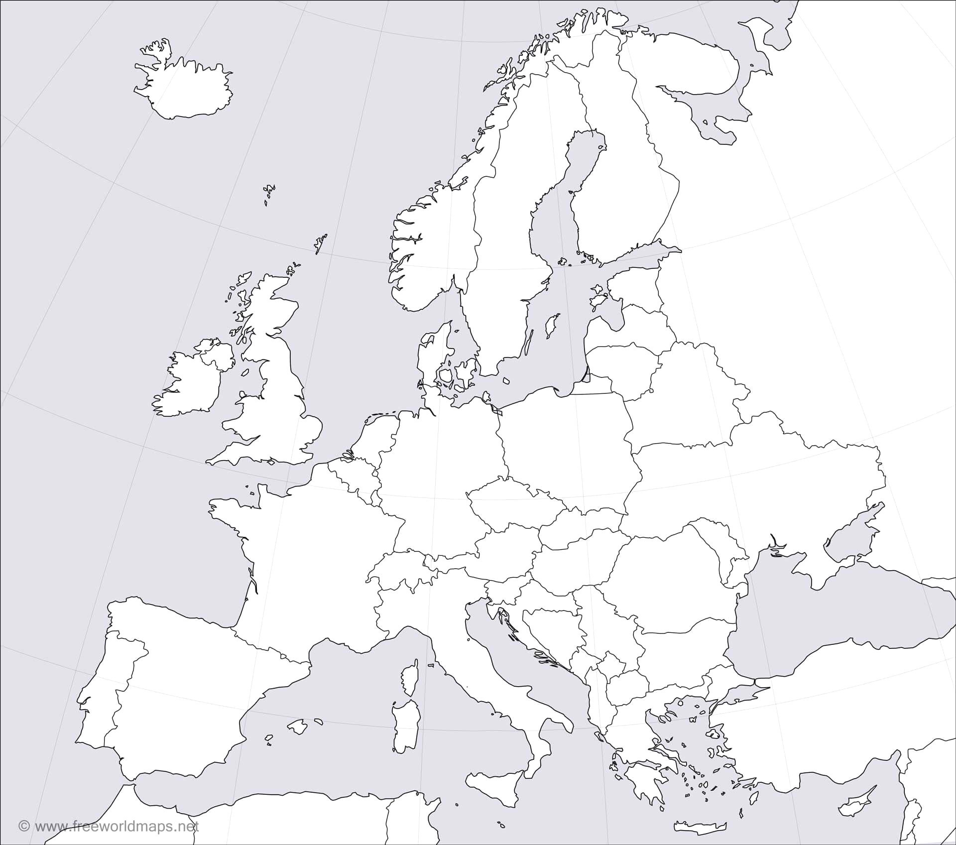 Updated Printable Map Europe Blank