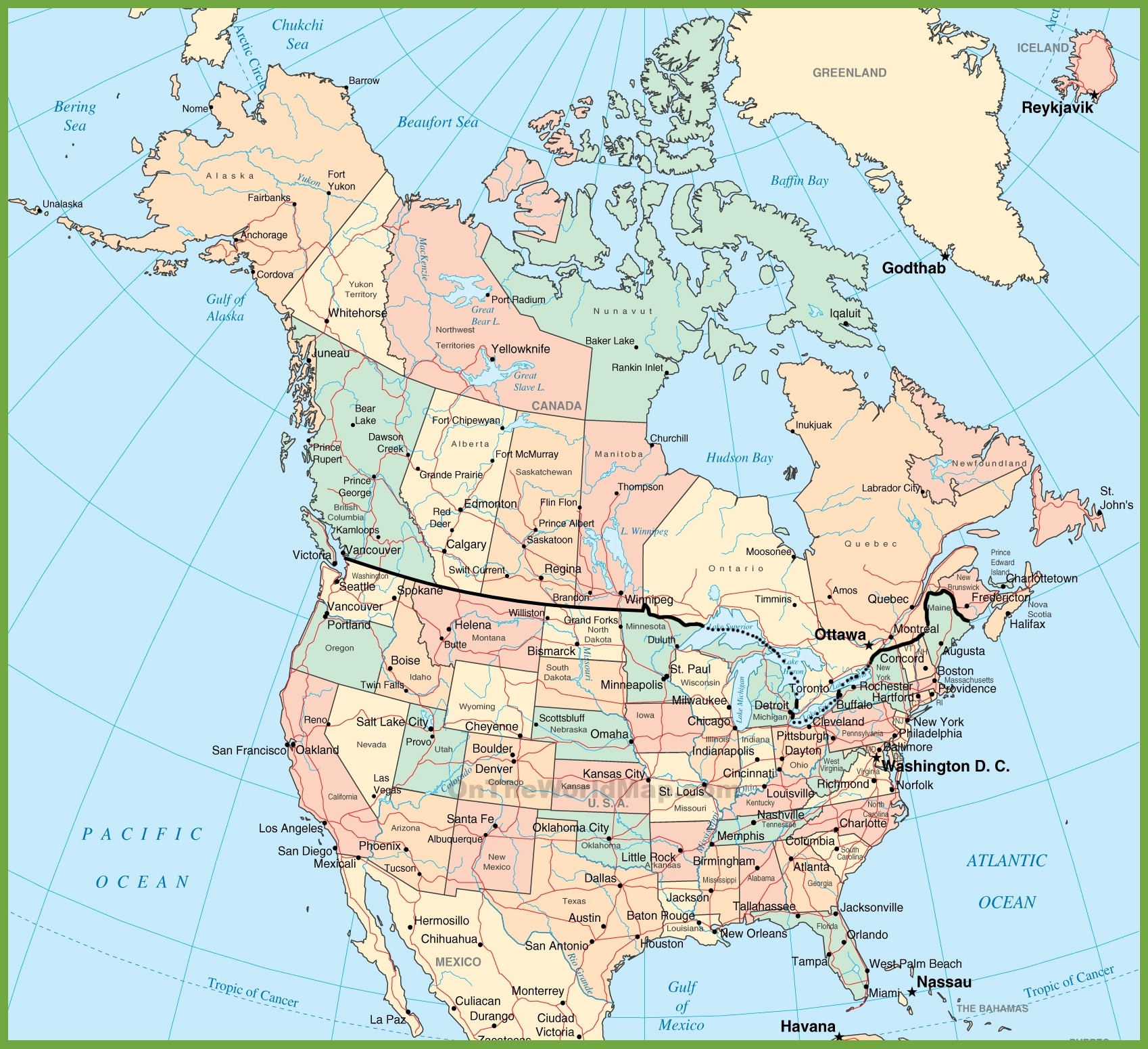 Free Printable Map Of The United States With Cities Fresh Usa And Canada Map ï ¿