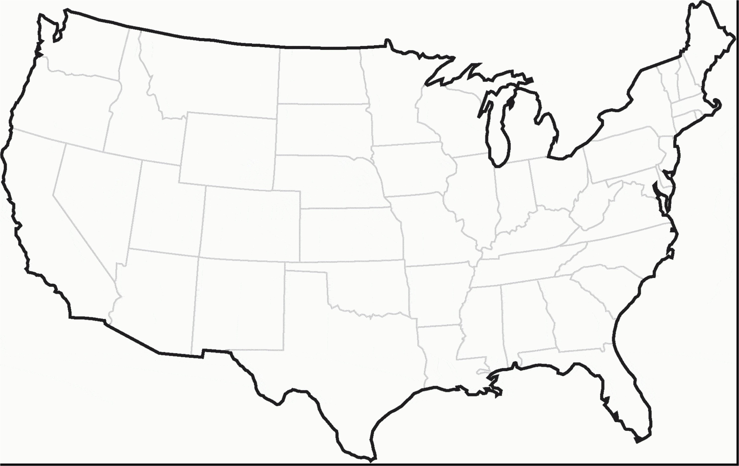 Outline Map The United States America New Printable United