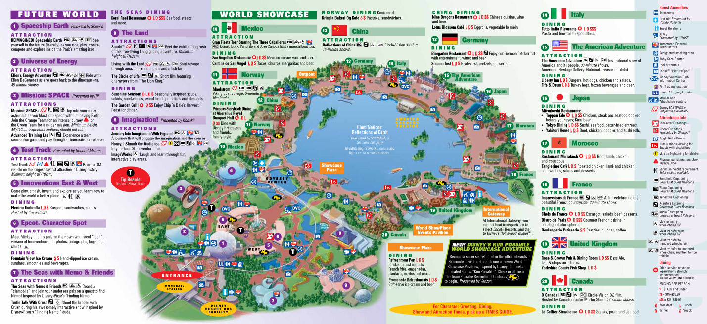 Printable Epcot Map 2017 Awesome Park Maps 2010 1 4 Throughout Walt Disney World Ellstrom Me
