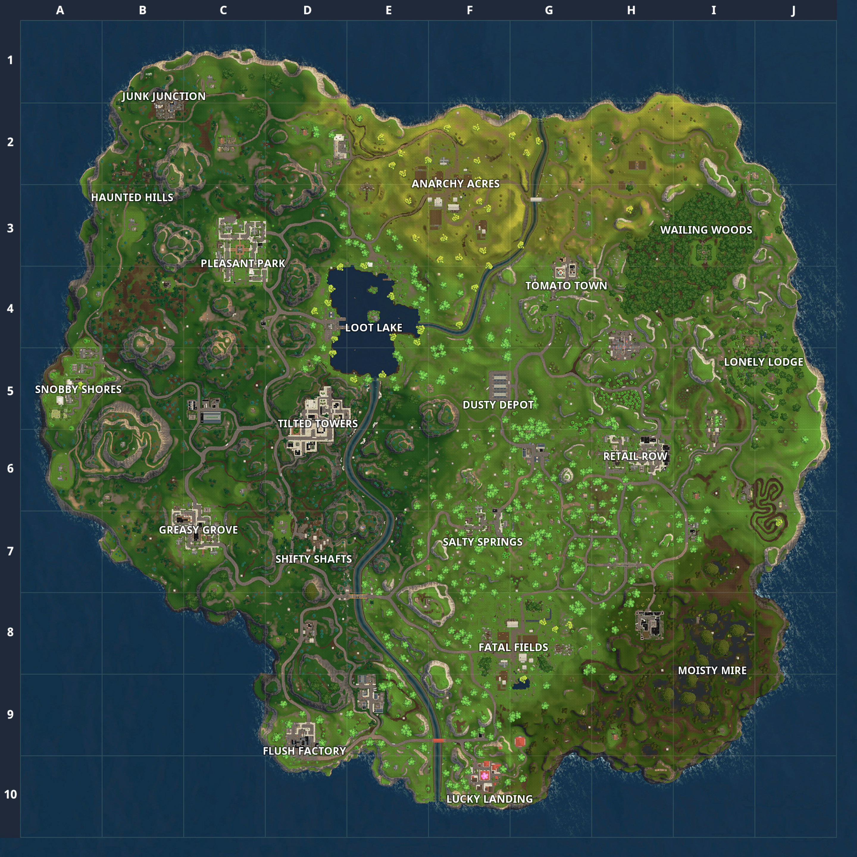 Fortnite Battle Royale Map Chest Spawn Locations