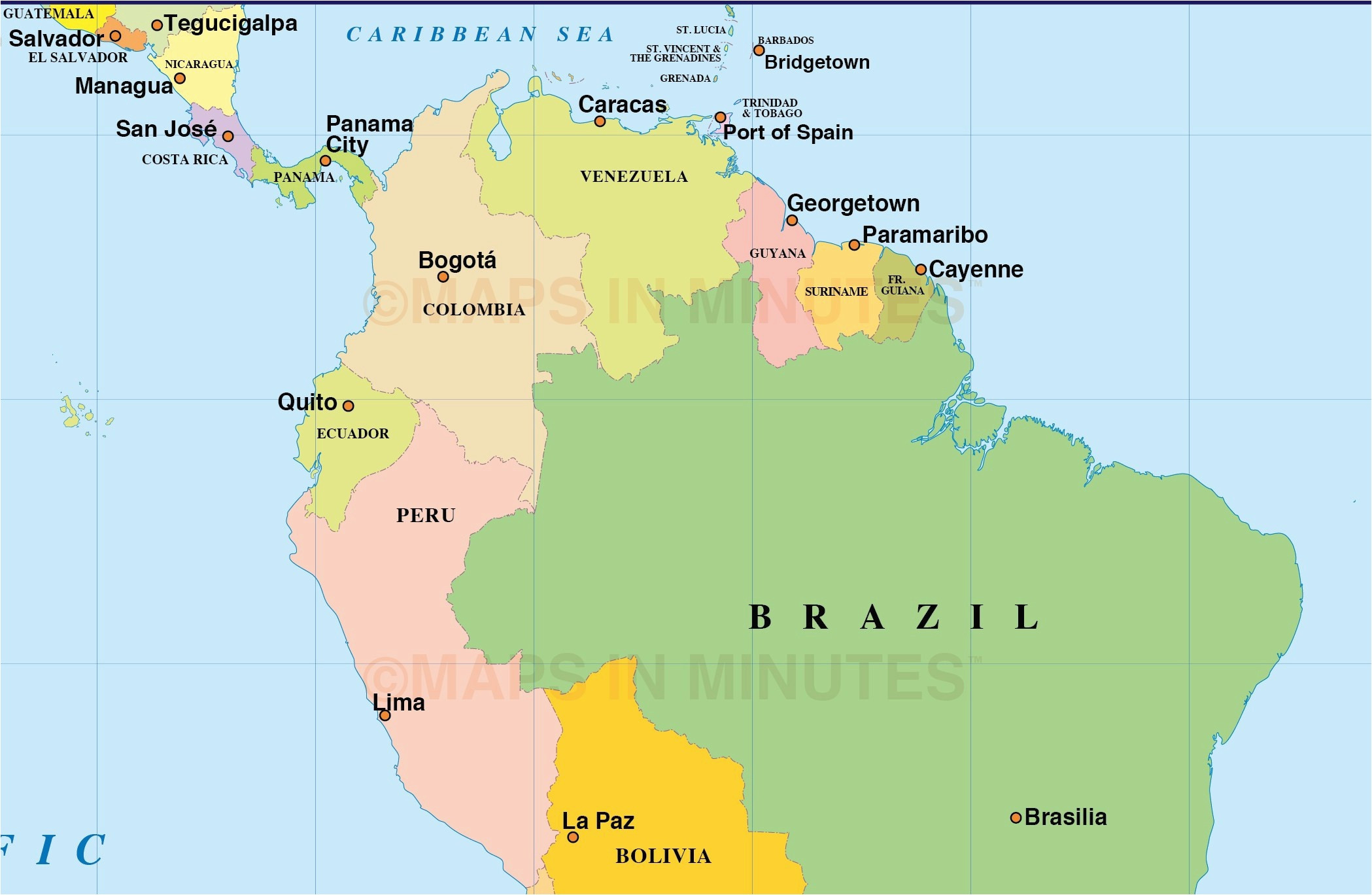 Maps south America with Capitals Map Latin America Quiz Major Us