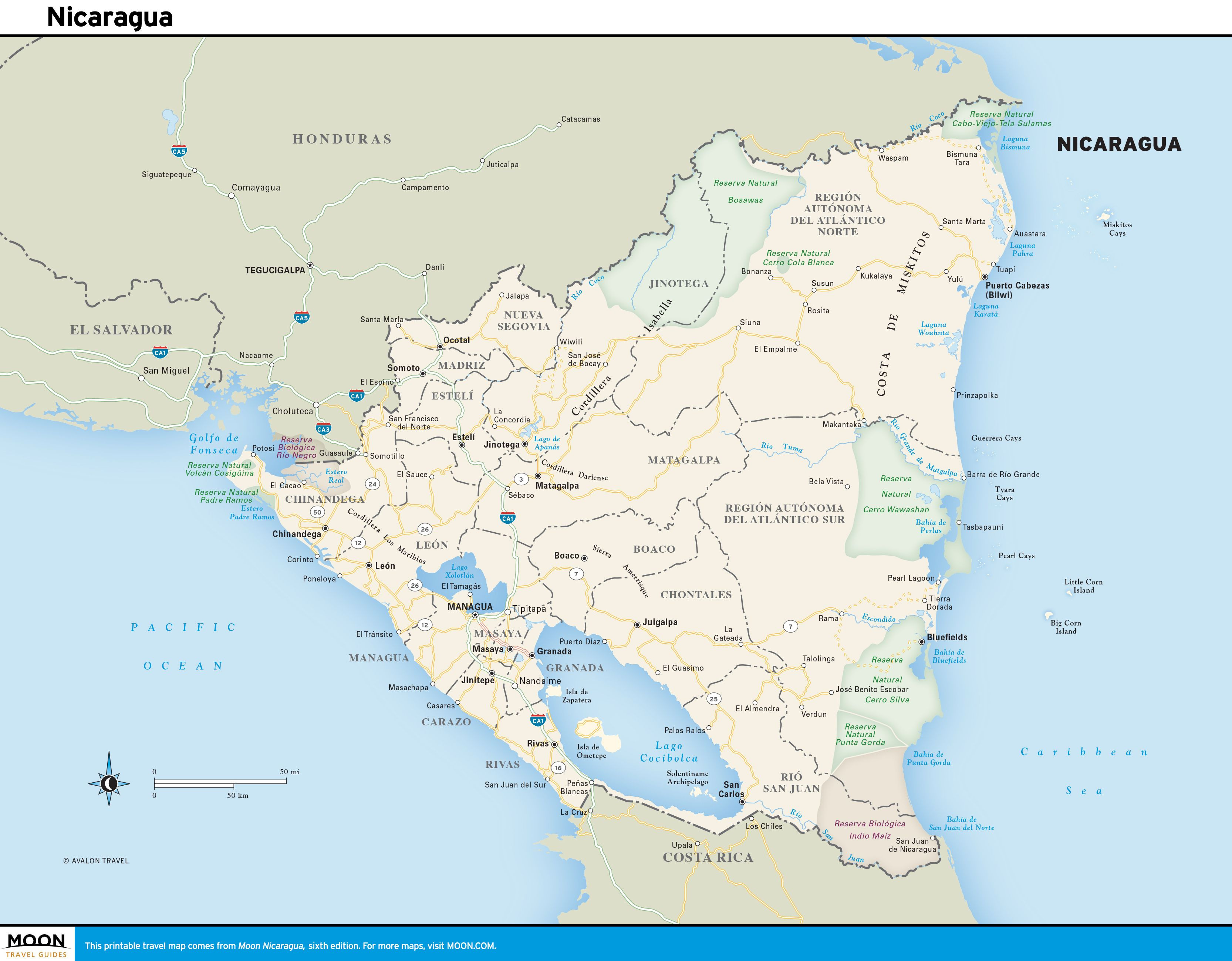 Printable Map Costa Rica Lovely Printable Travel Maps Of Nicaragua Nicaragua Pinterest