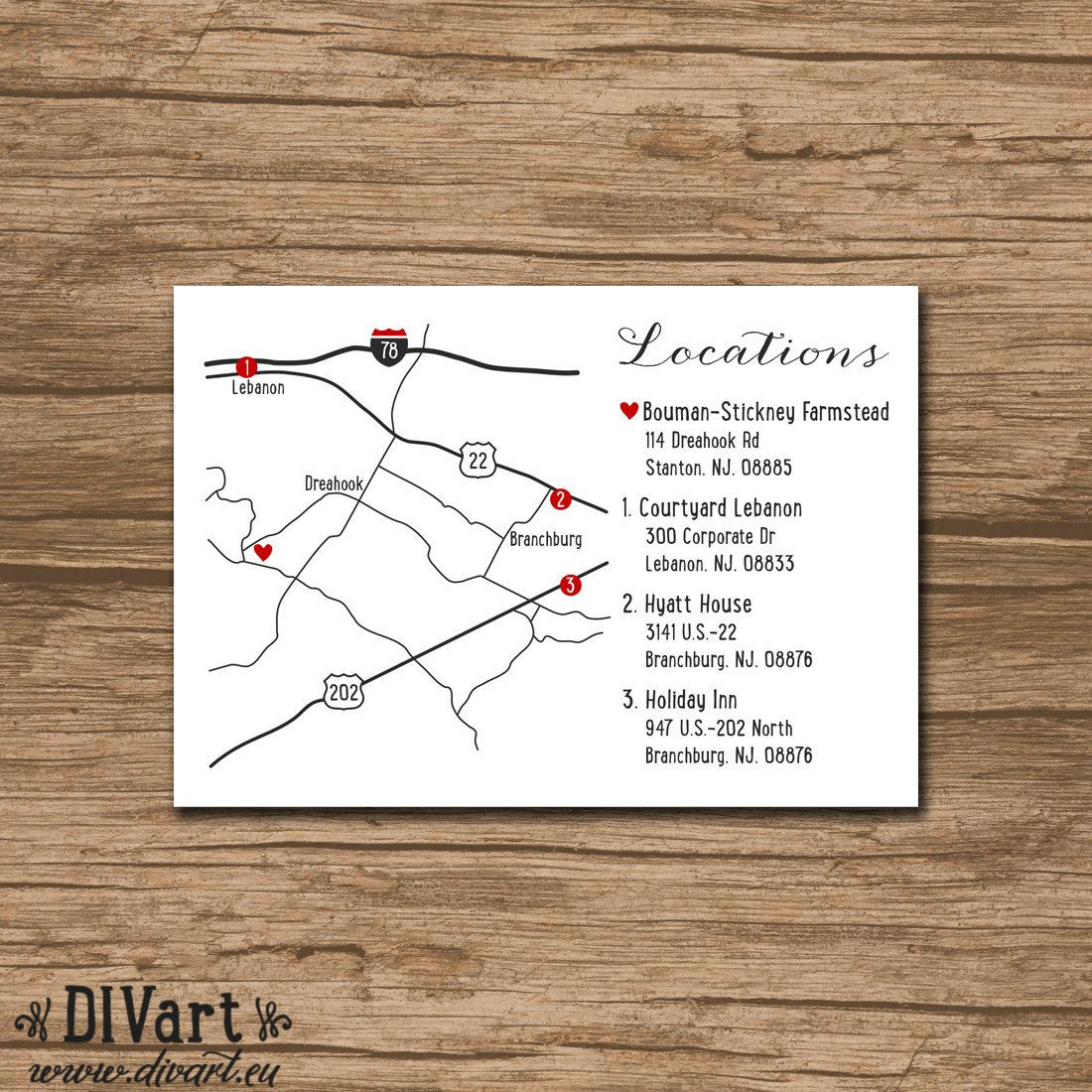 Printable Map Directions For Invitations Awesome Custom Wedding Map Event Map Directions Locations Printable