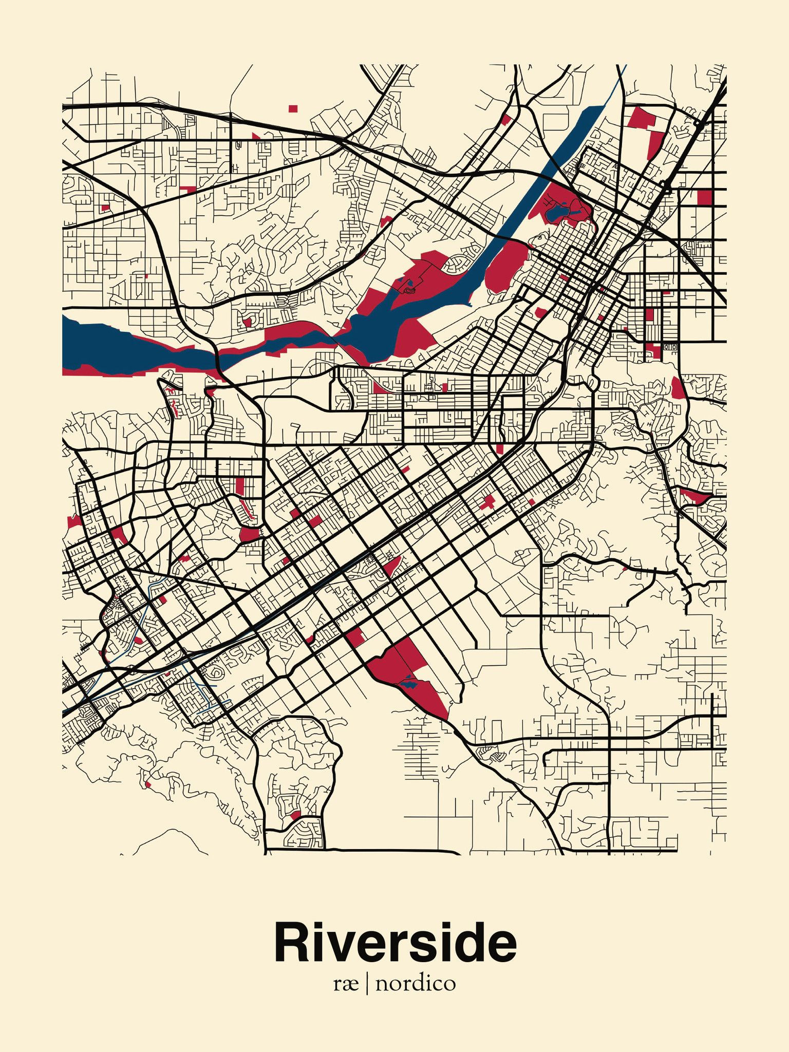 Riverside map print Urban