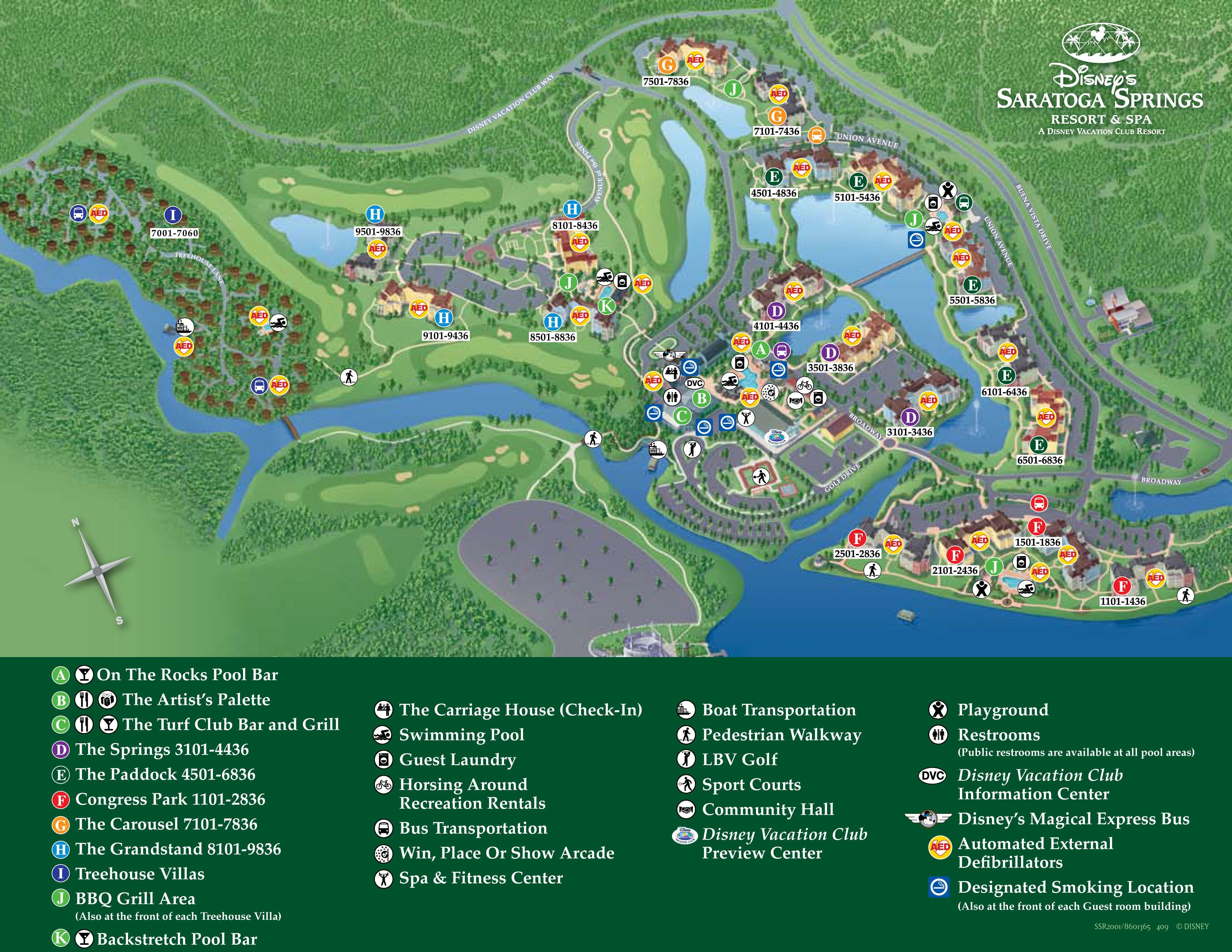Printable Map Epcot Elegant Saratoga Springs Resort Map