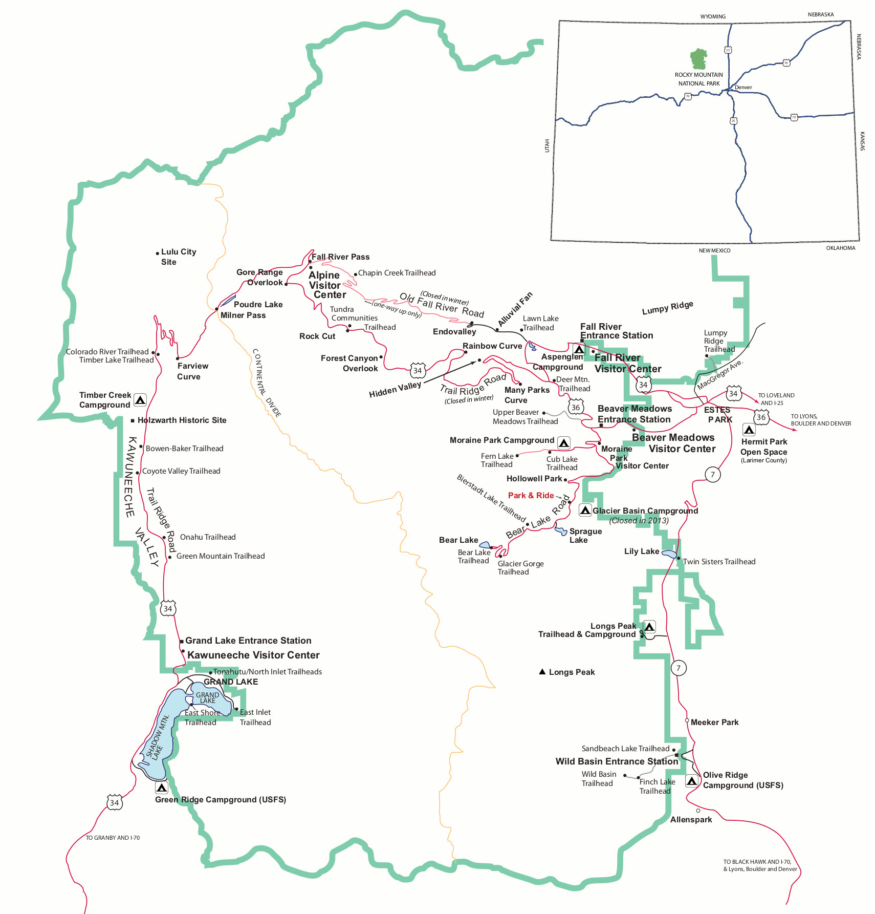 Printable Map Glacier National Park Beautiful Rocky Mountain Maps