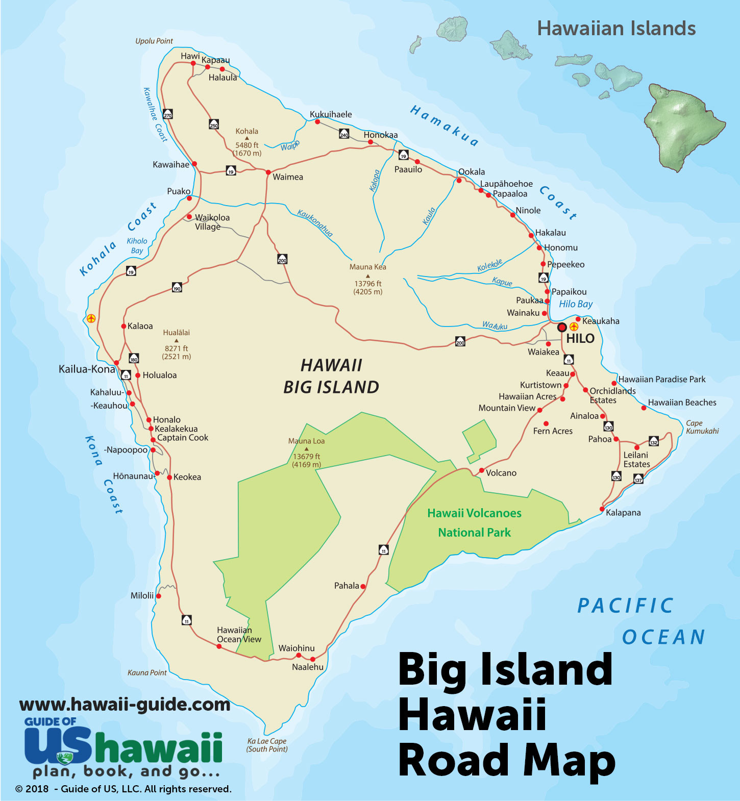 Printable Map Hawaiian Islands Elegant Big Island Of Hawaii Maps
