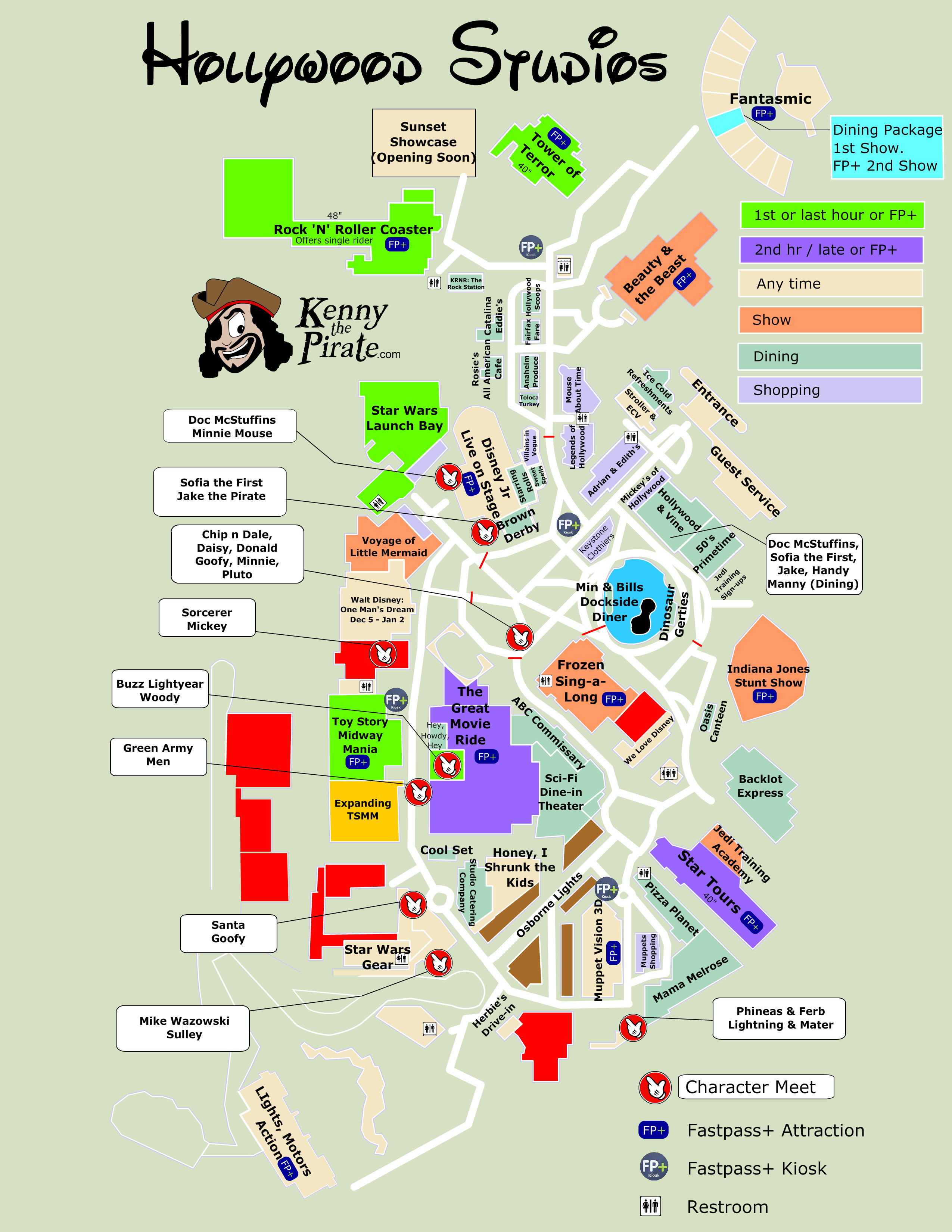 Kenny The Pirate Character Locator Hollywood Studios Map