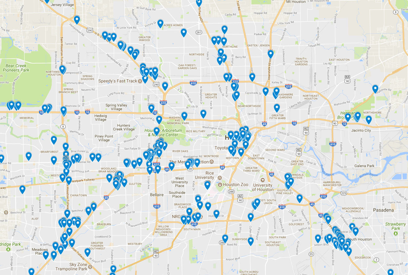 Printable Map Houston Tx Beautiful Map Shows Areas With High Prostitution Arrests At Houston Hotels