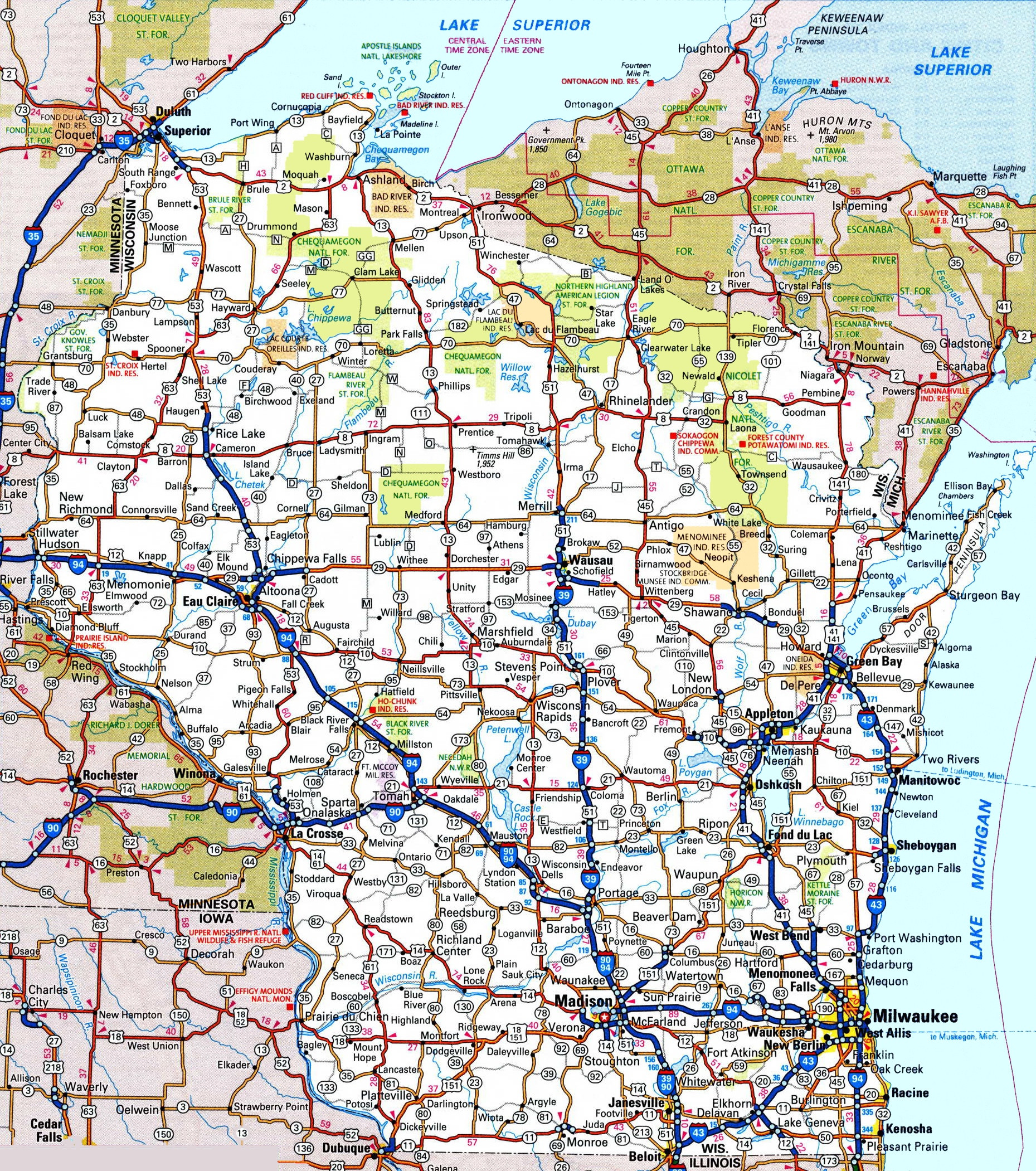 Wisconsin road map ï ¿