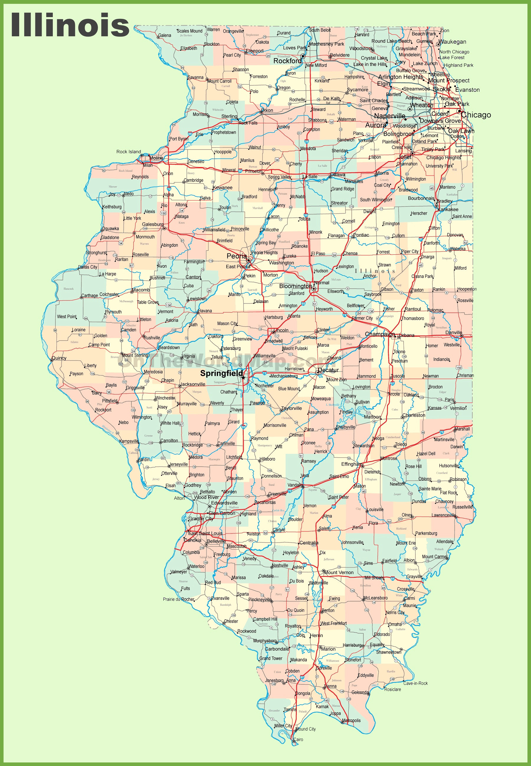 Printable Map Illinois New List Illinois Counties And Cities Map Uptuto