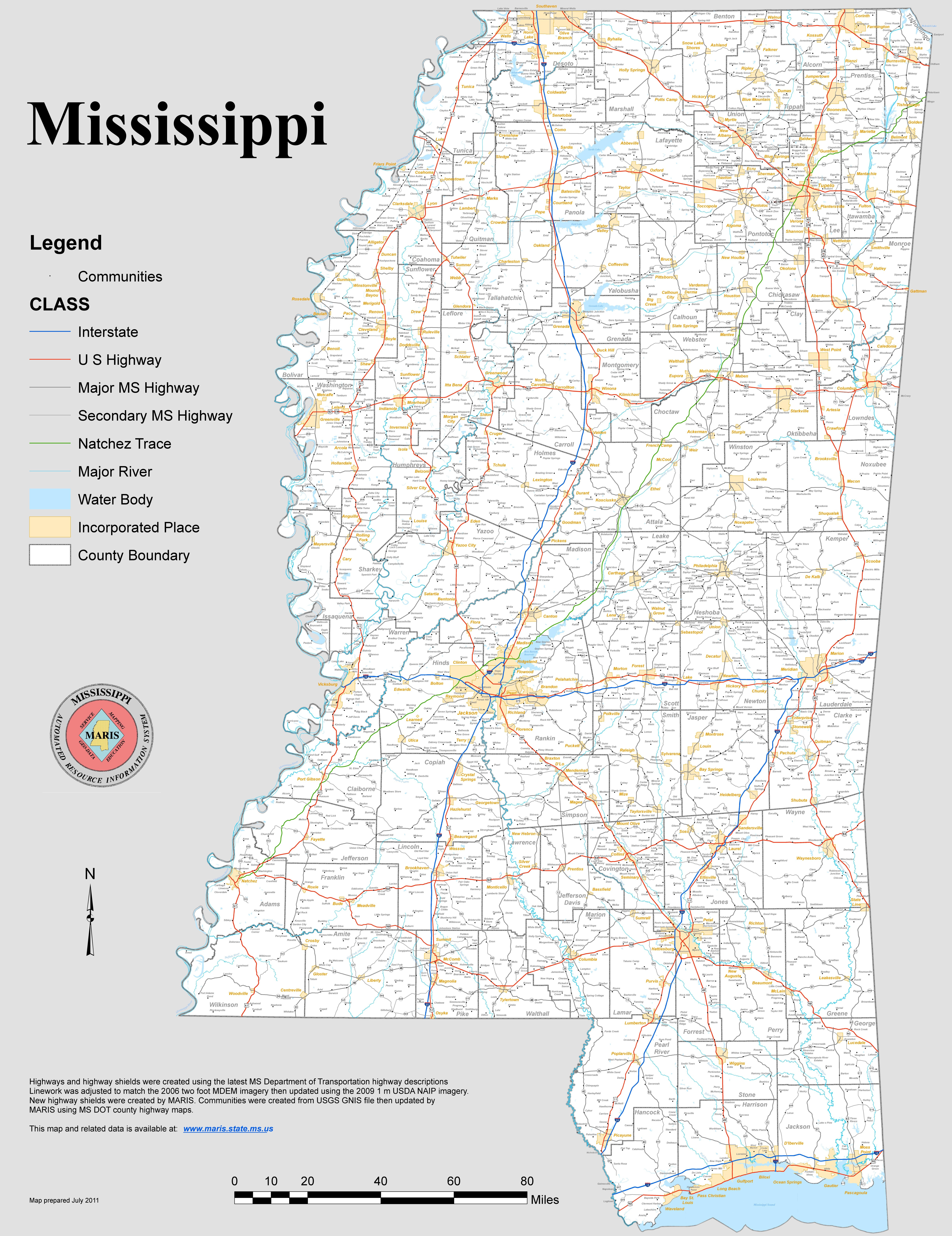 Printable Map Kentucky Beautiful Mississippi State Maps Usa