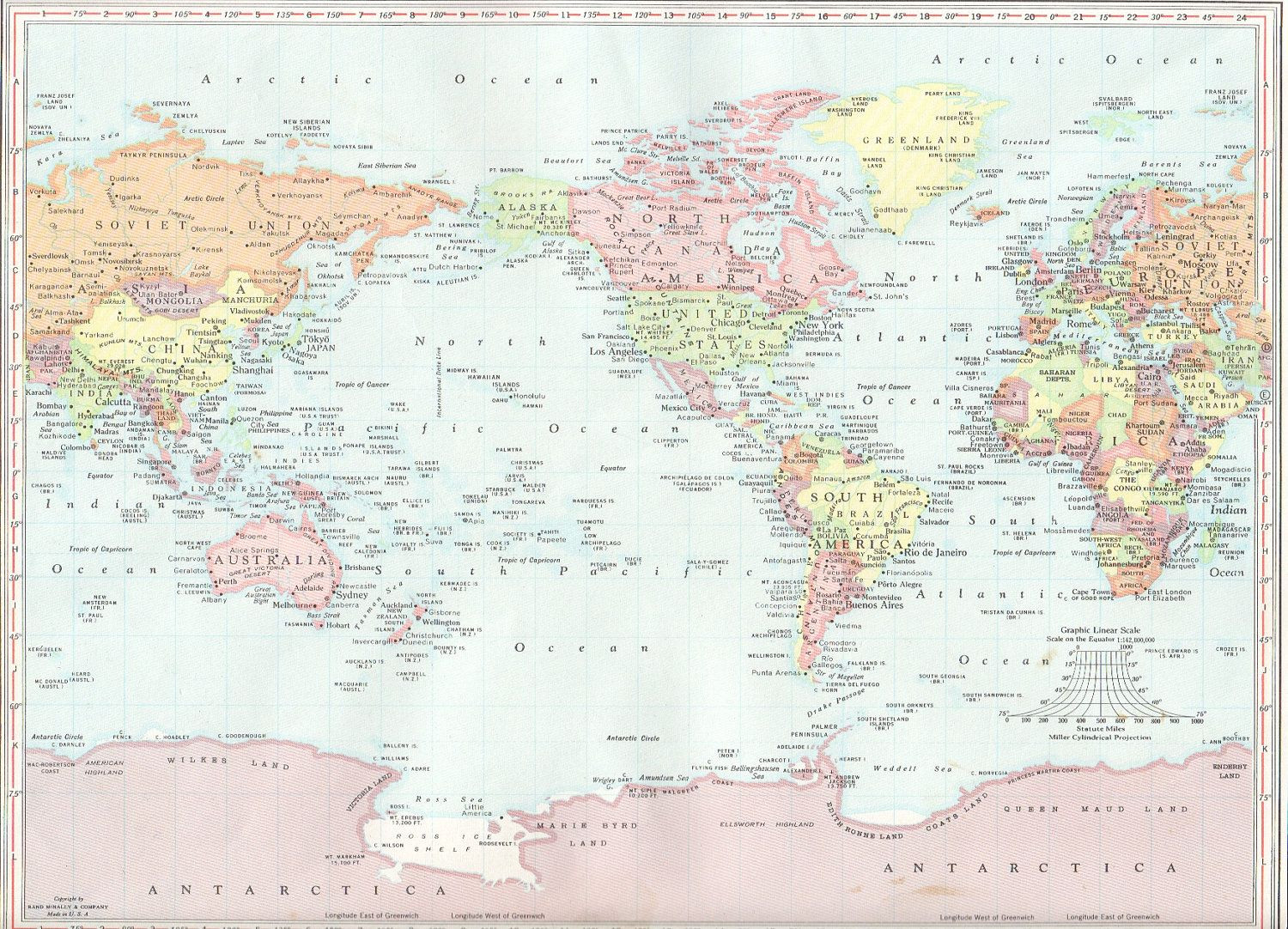 1964 World map vintage map of the World by VintageAndNostalgia