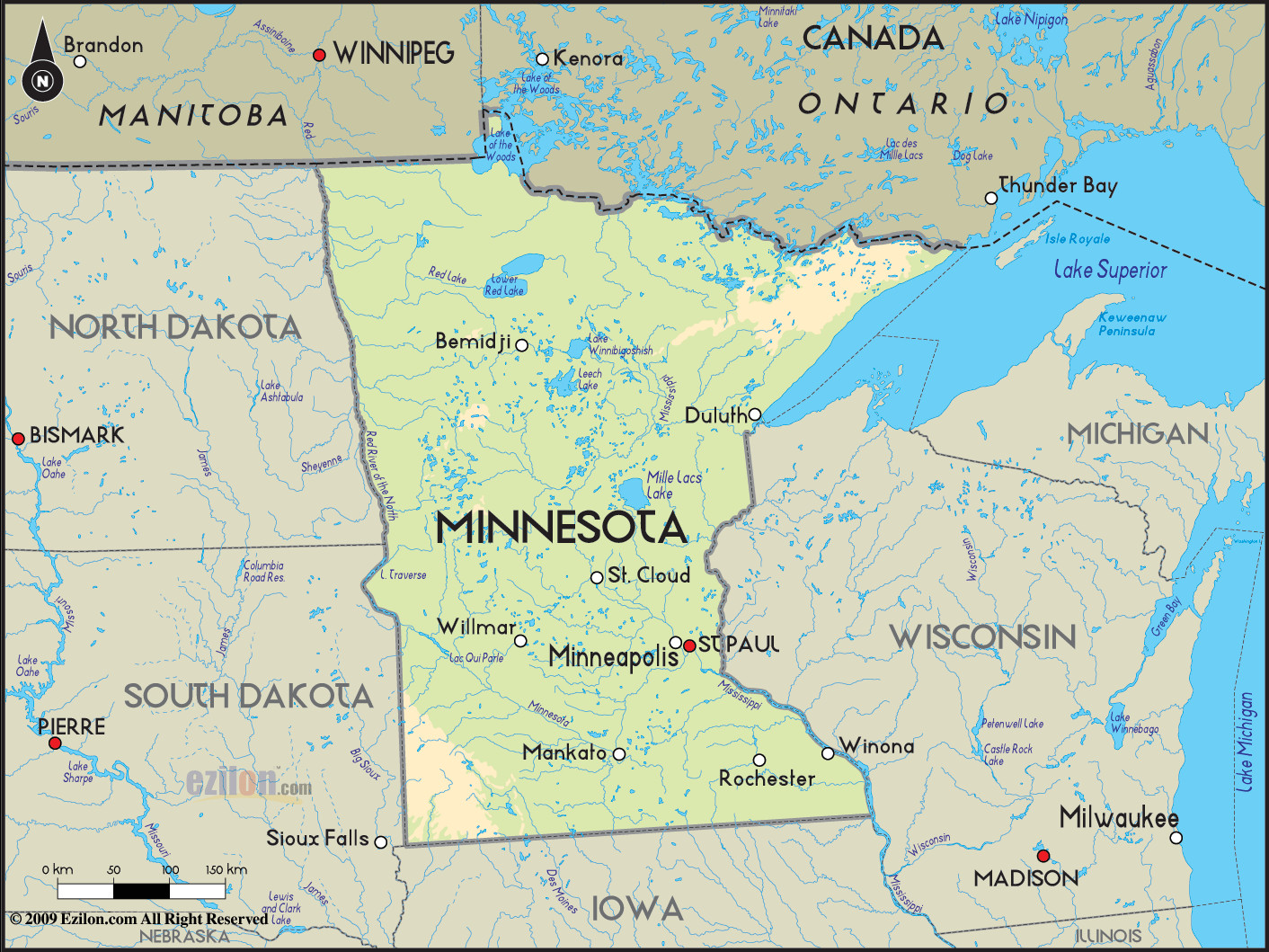 Minnesota Geographical Map Love the USA Pinterest