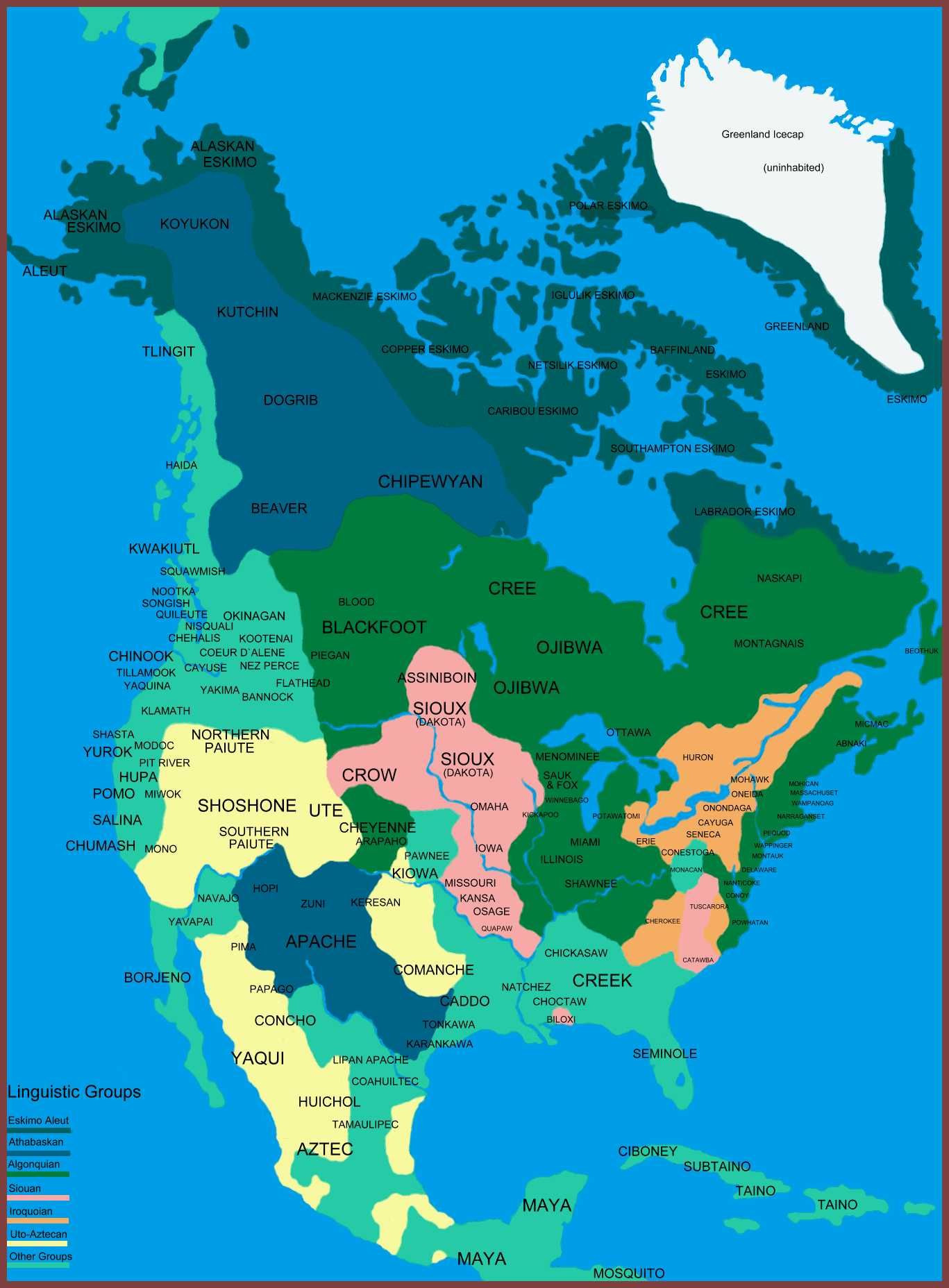 Printable Map Native American Tribes New Native Indians Of North America Linguistic Map