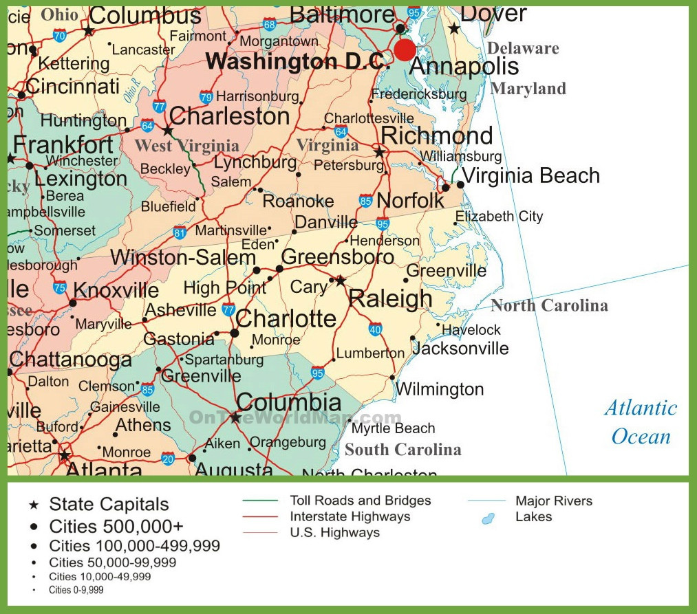 Printable Map North Carolina Inspirational Map Of Virginia And North Carolina ï ¿