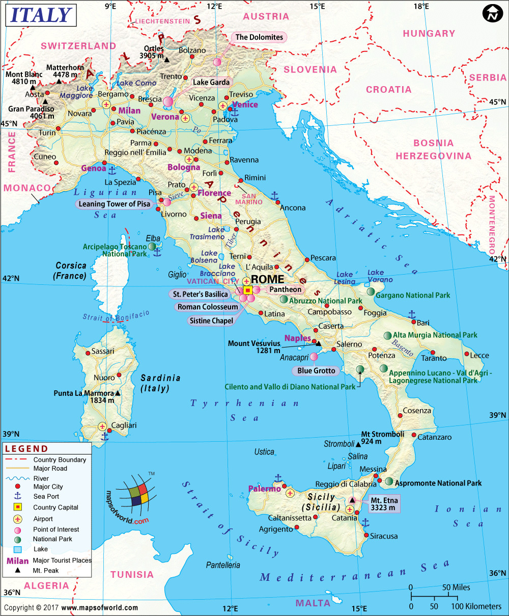 Printable Map Of Italy Luxury Italy Top Destinations Map