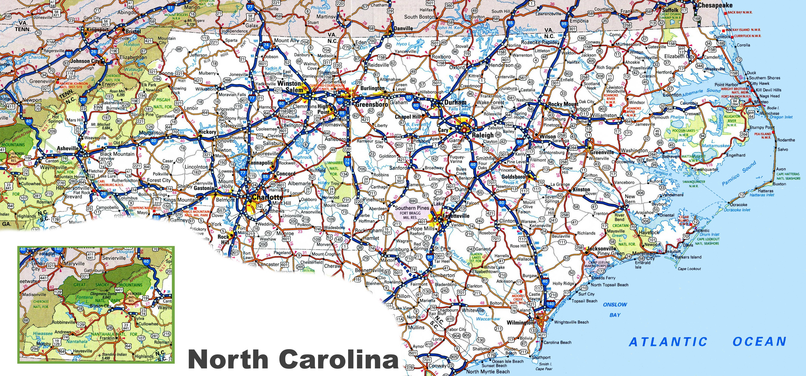 North Carolina State Maps USA