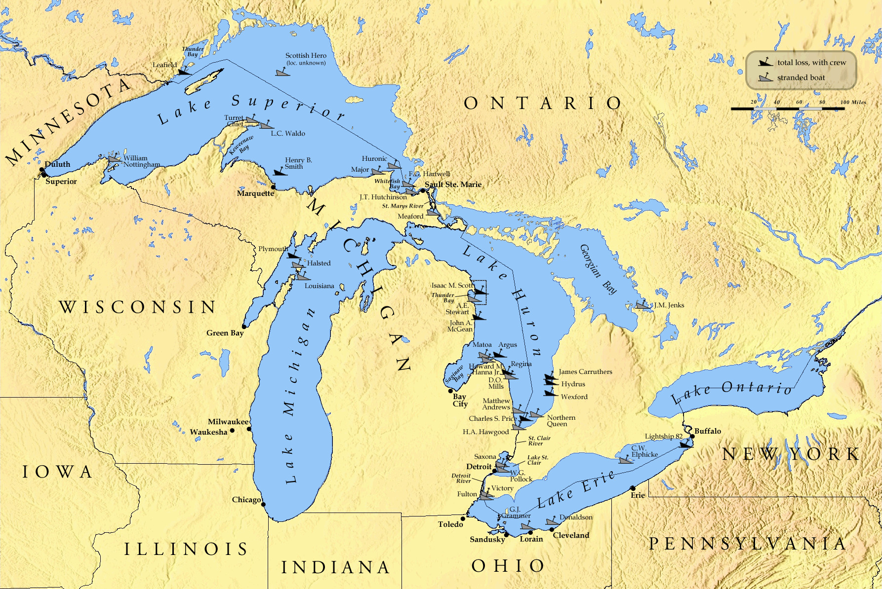 List of shipwrecks in the Great Lakes