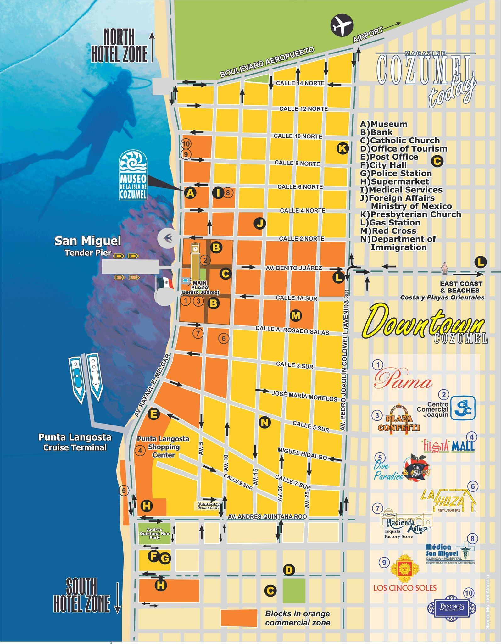 Downtown Cozumel Map Cozumel Pinterest