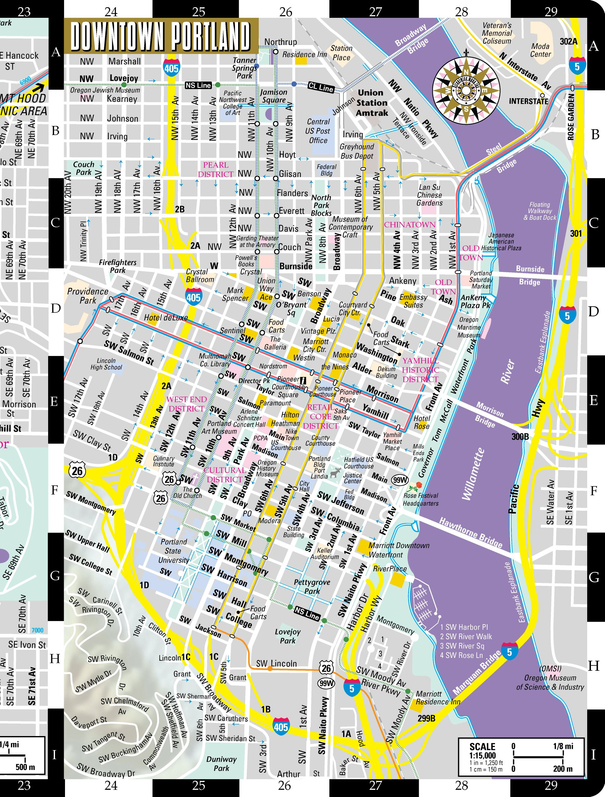 Streetwise Portland Map Laminated City Center Street Map of