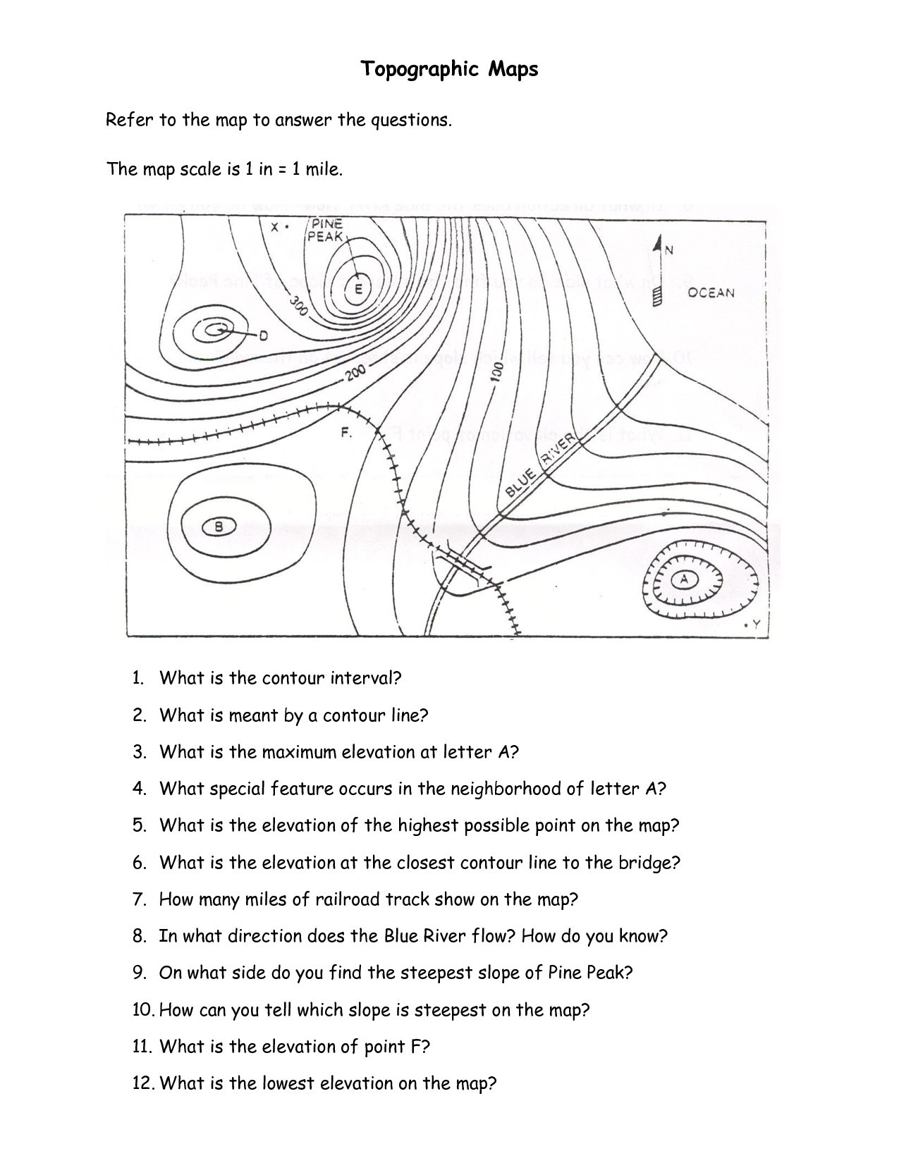 Printable Map Reading Worksheets Fresh Map Worksheet Middle School New Topographic Map Reading Worksheet