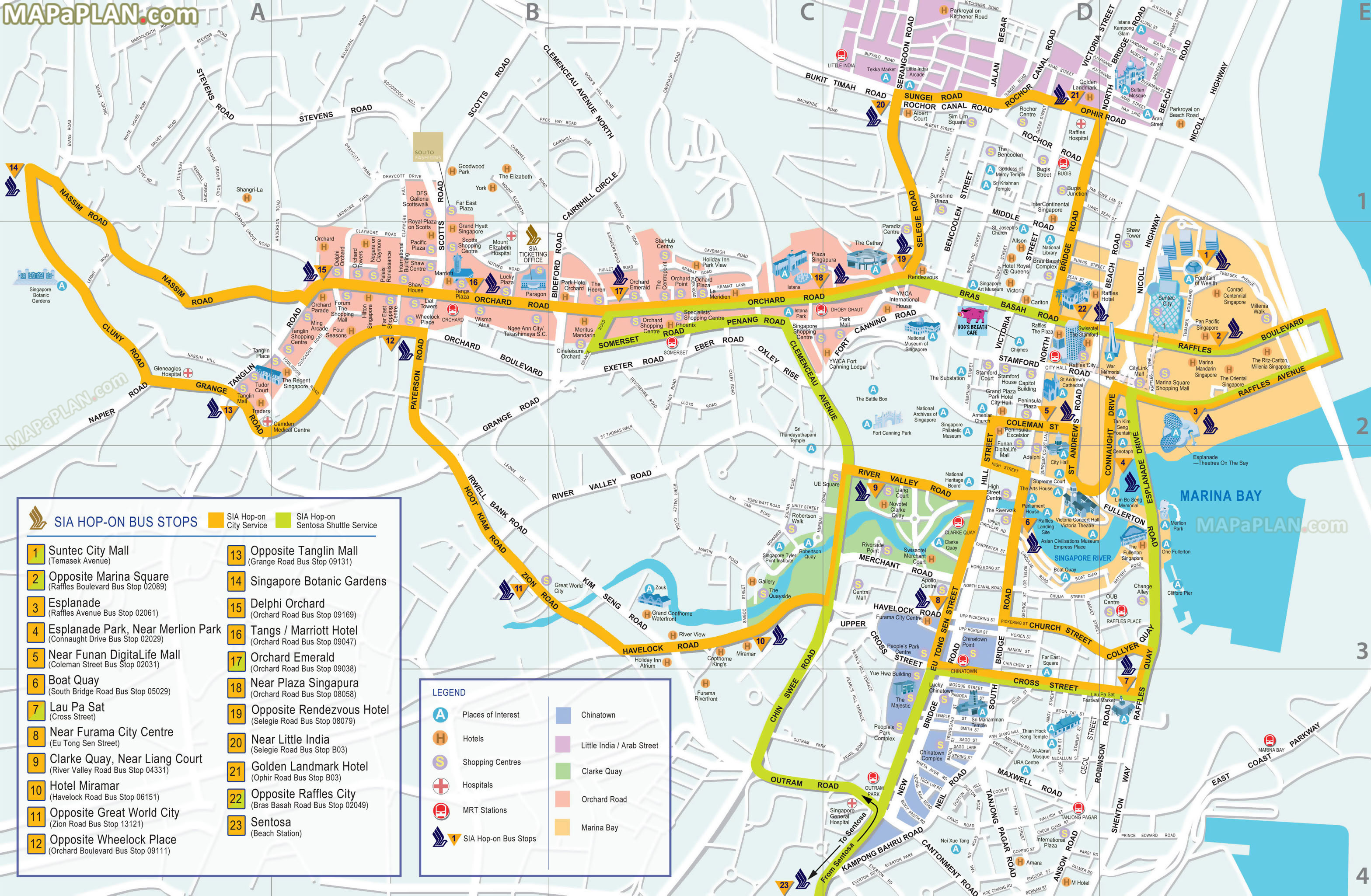 Singapore maps Top tourist attractions Free printable city