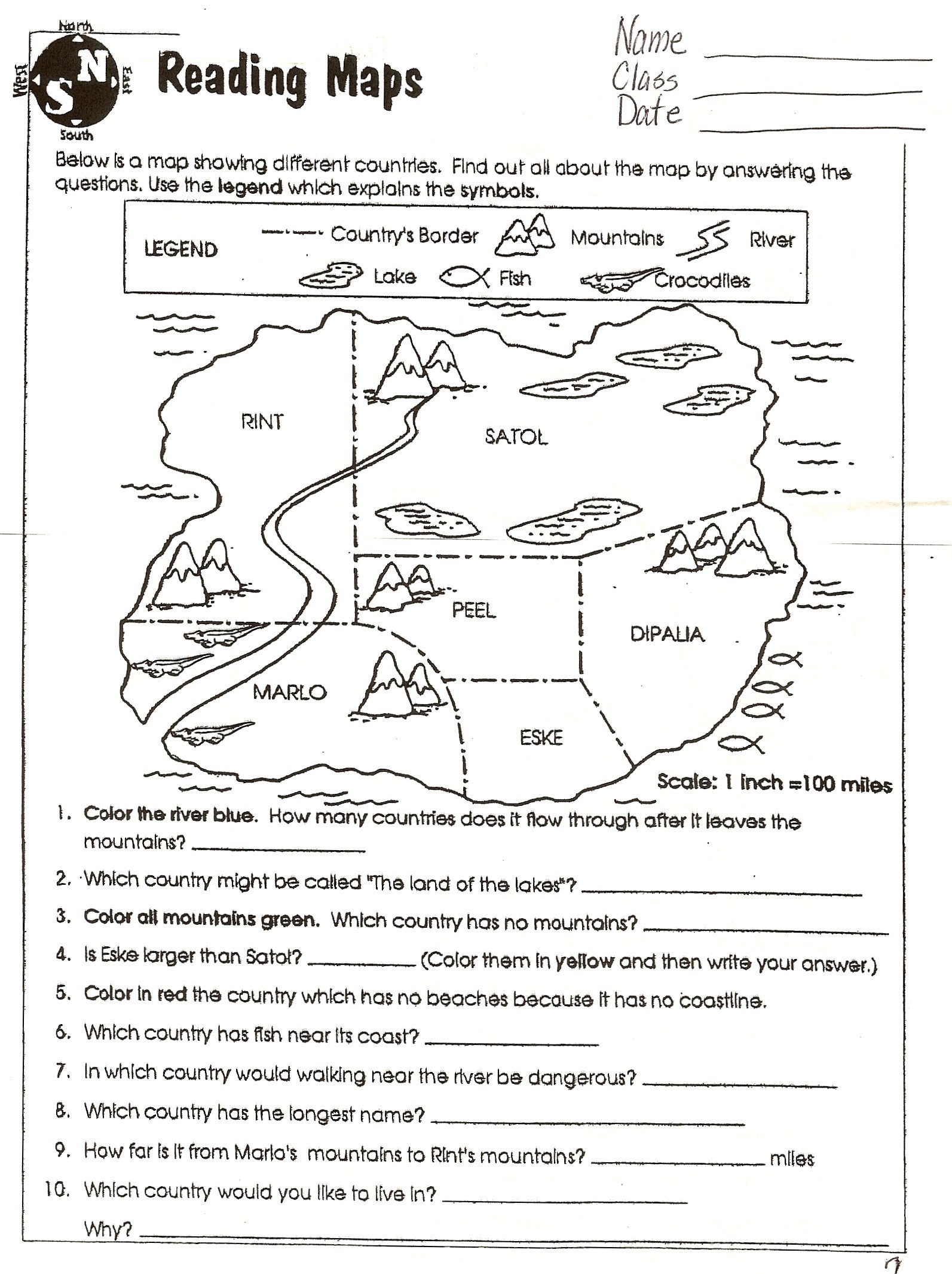 Printable Map Skills Worksheets 3rd Grade Beautiful Map Skills Cardinal Directions Worksheet Fresh Worksheet Map Pass