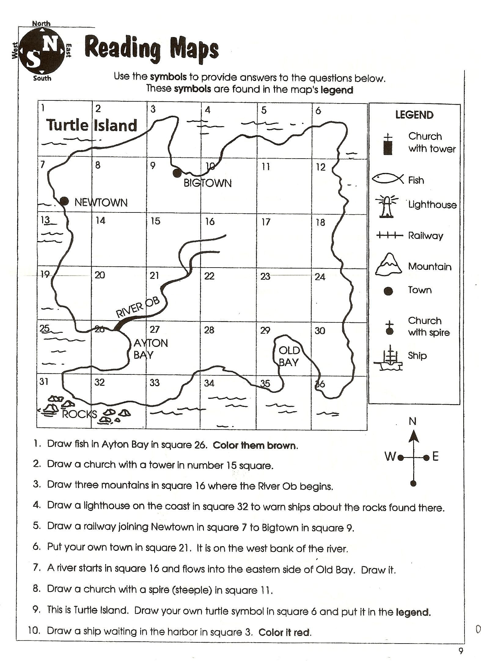 Printable Map Skills Worksheets For 4th Grade Awesome Map Reading Worksheet Ks1 Valid Social Stu S Worksheets For 4th