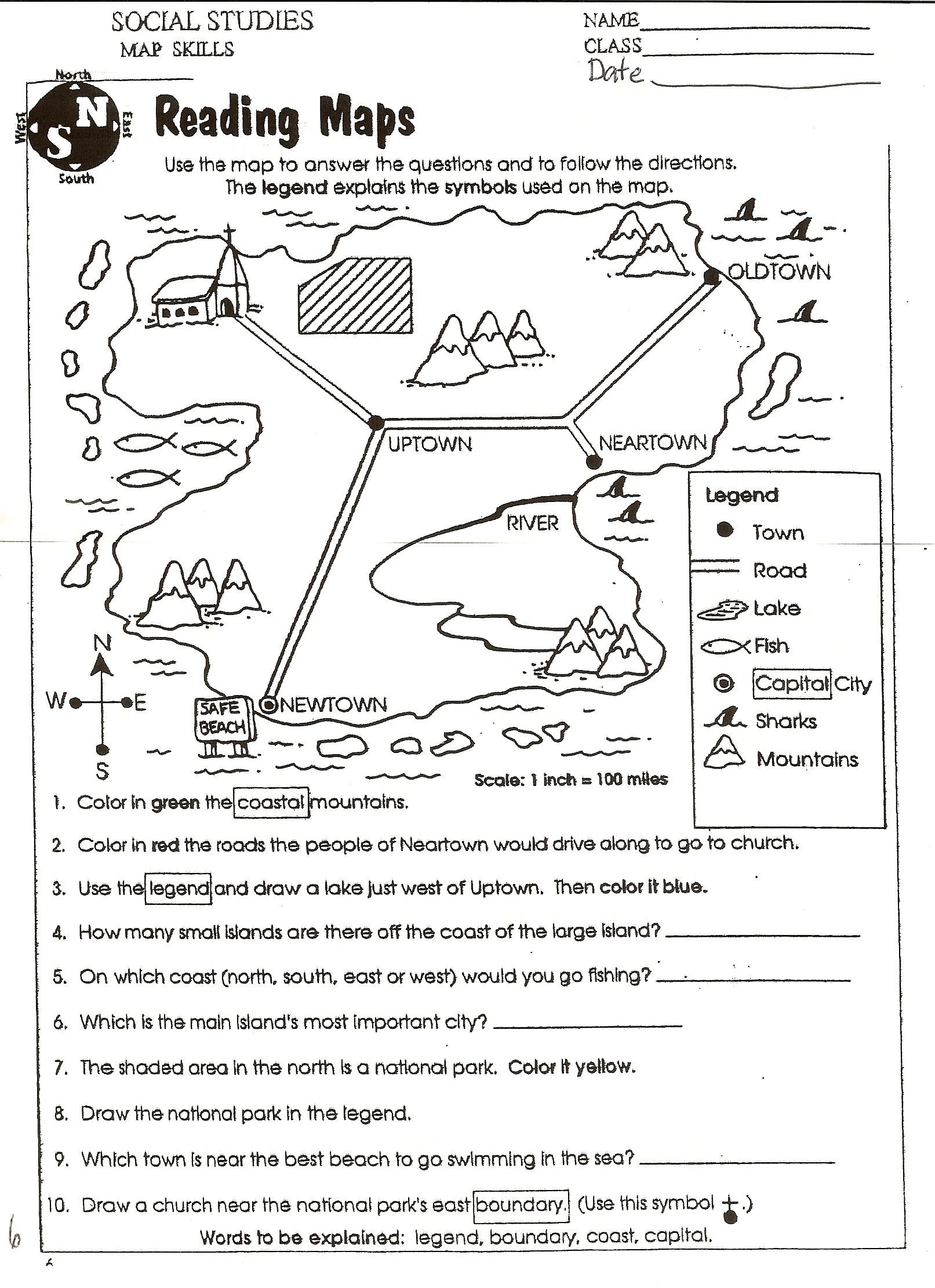 Printable Map Skills Worksheets For 4th Grade Awesome Map Skills Cardinal Directions Worksheet Best Social Stu S Skills