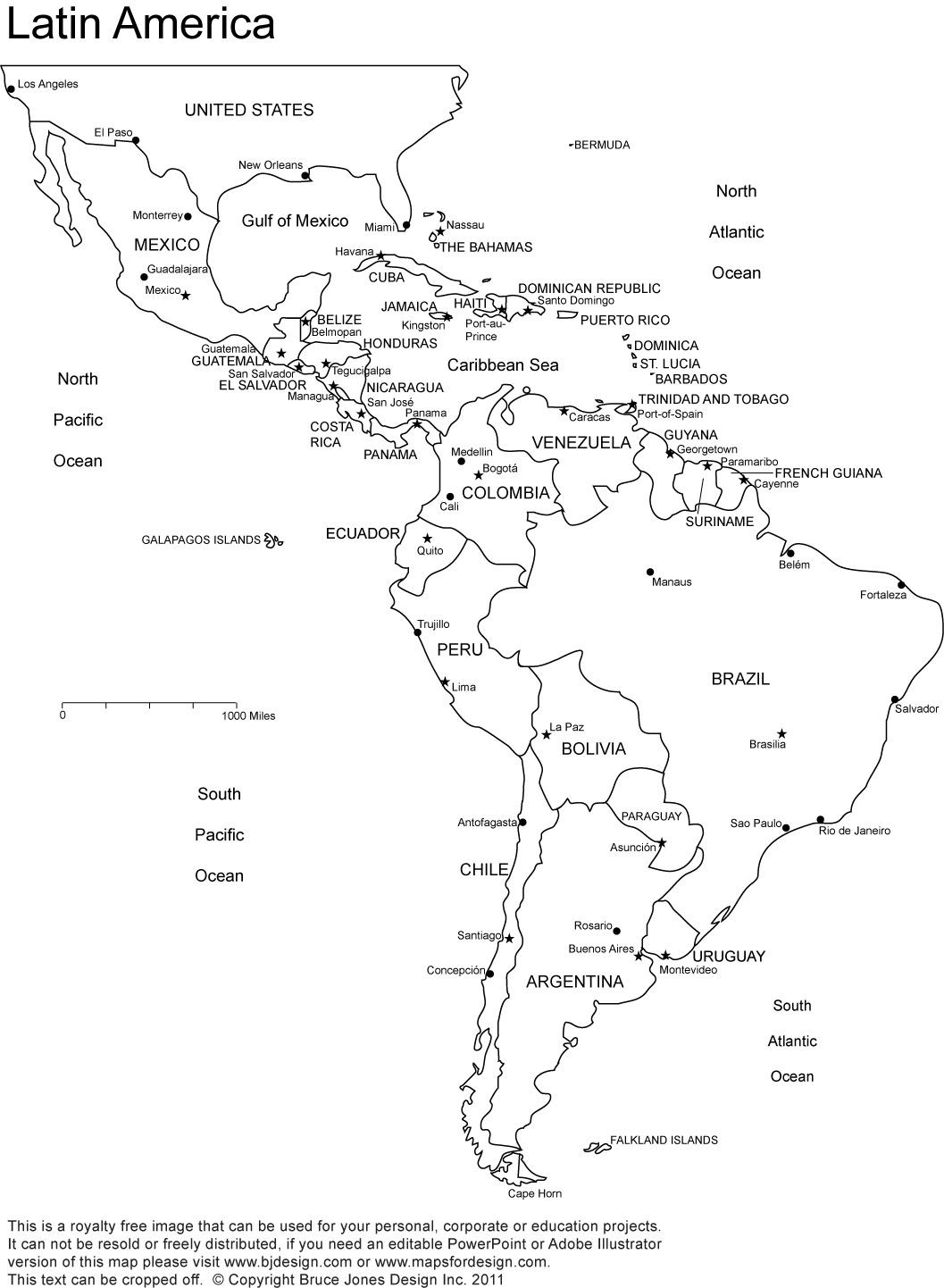 Latin America printable blank map south america brazil