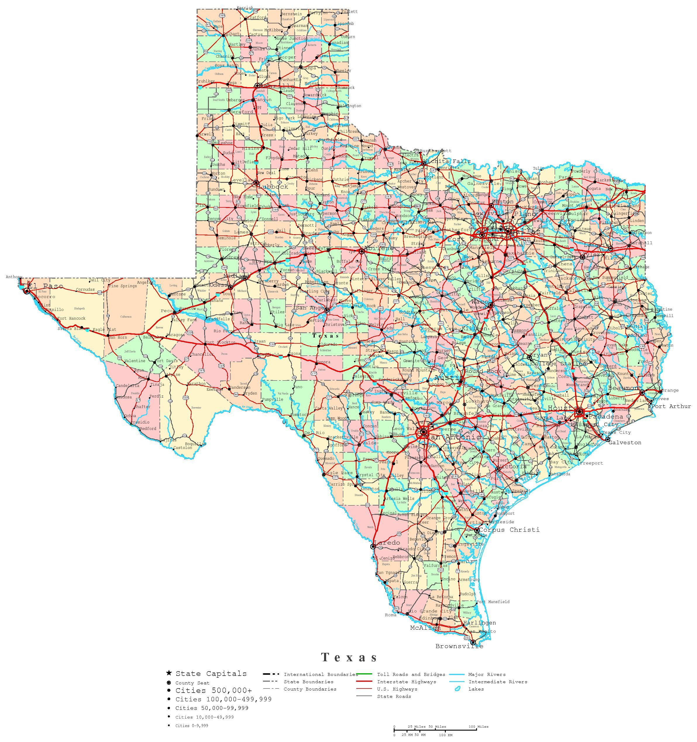 Printable map of Texas Useful info Pinterest