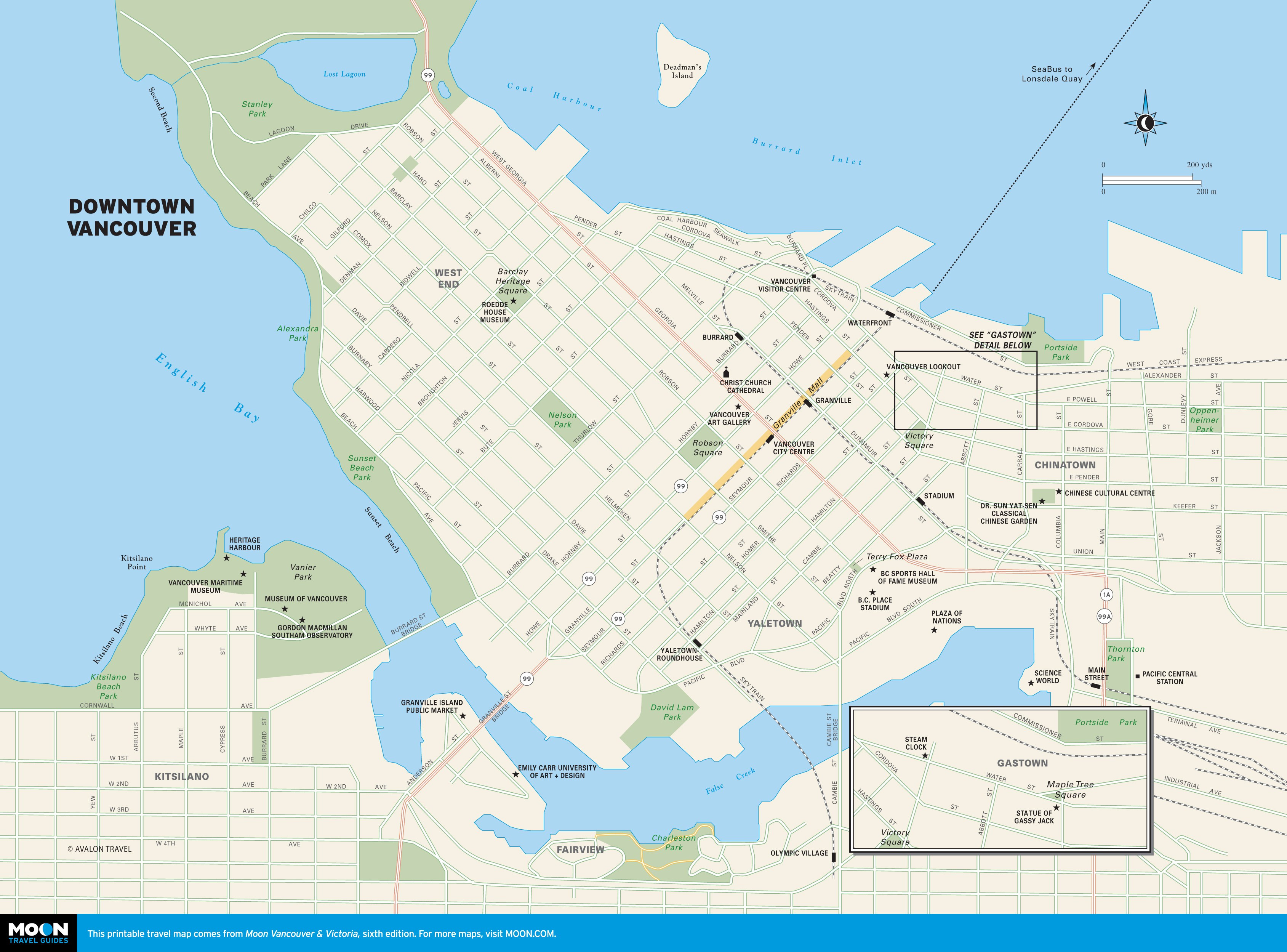 Color map of Downtown Vancouver BC