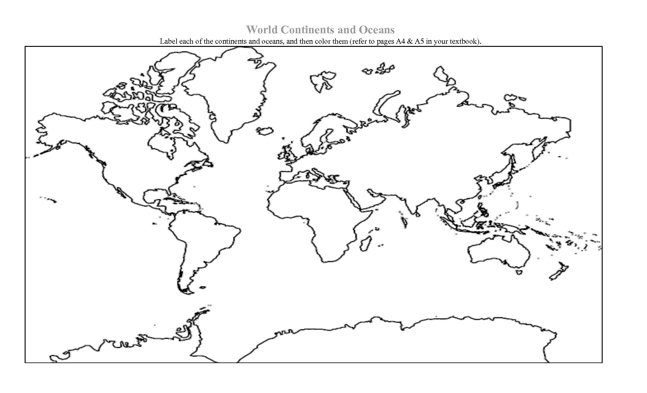 Printable Continents to Cut Out Lovely World Map with Continent