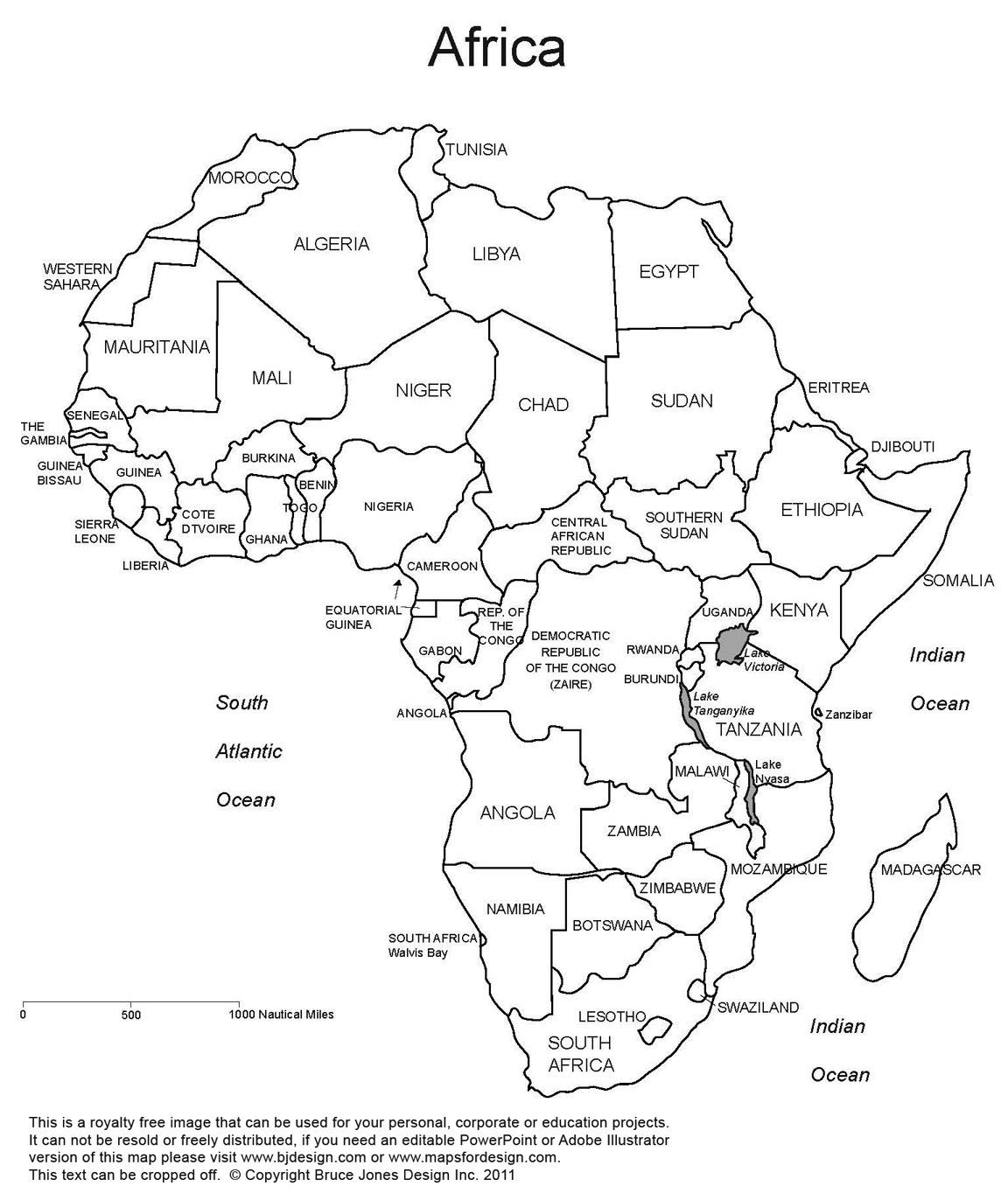 Printable Map of Africa