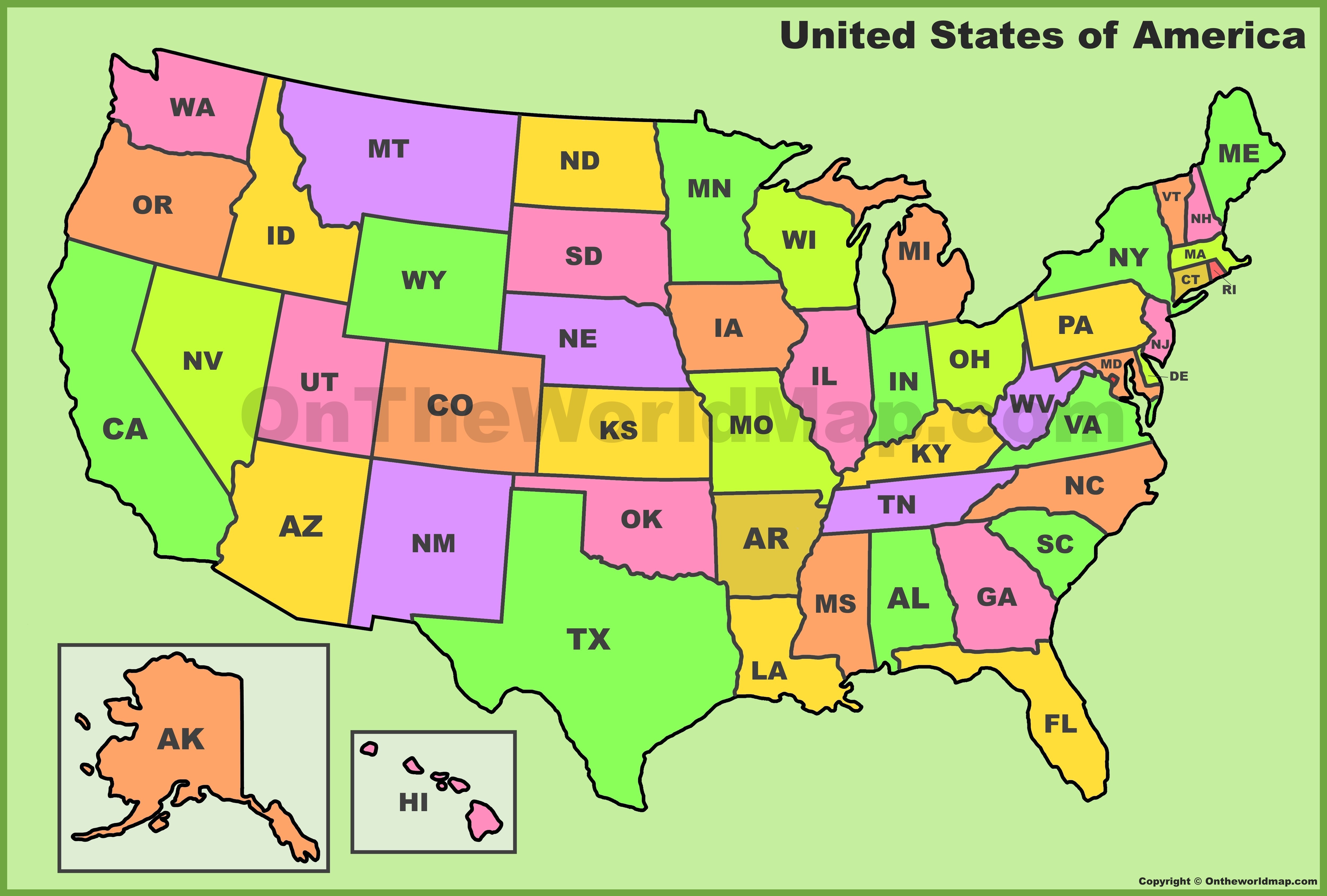Us Map W State Abbreviations Us Map Abbreviations Us Map New