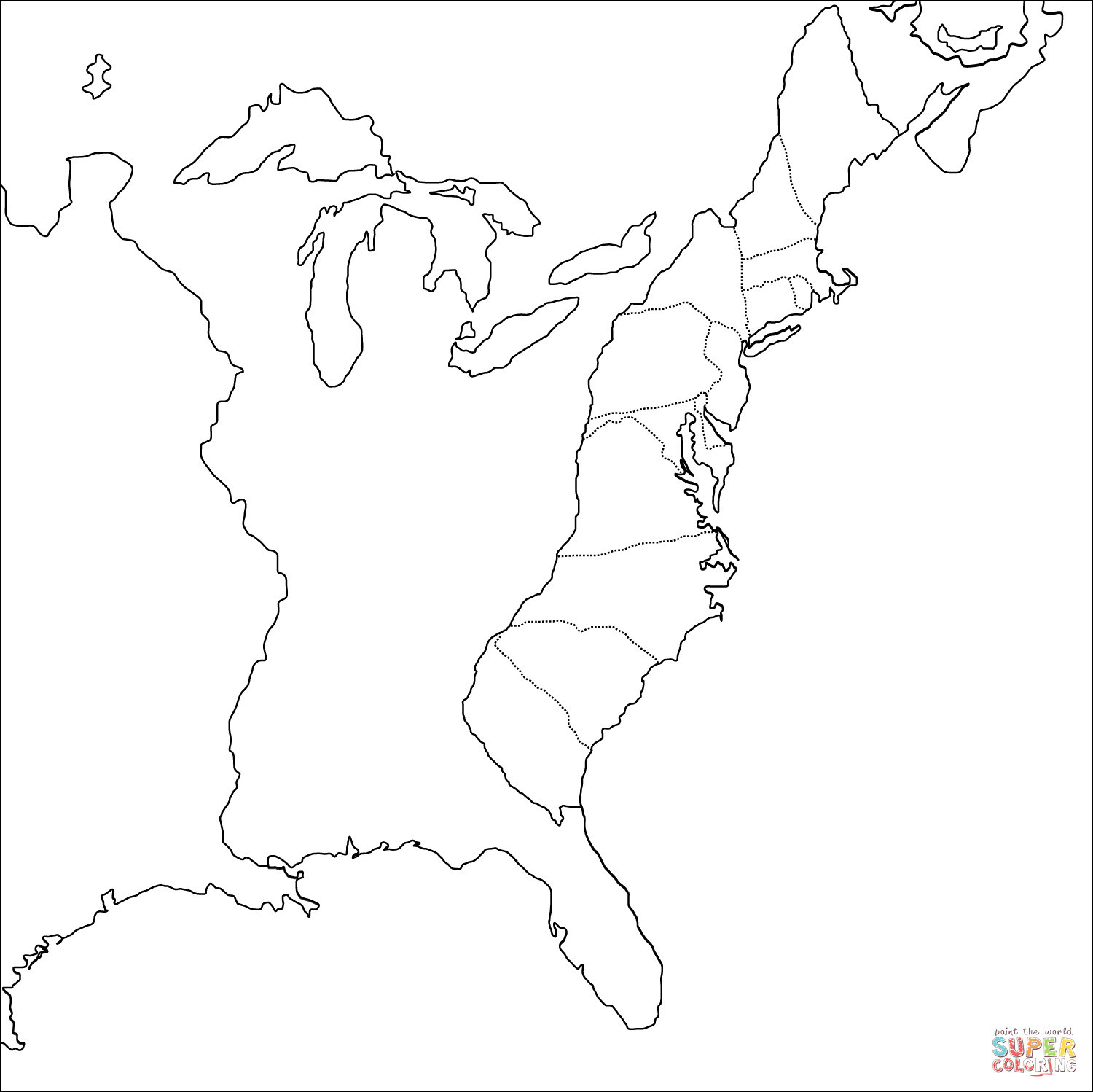 Printable Outline Map 13 Colonies Beautiful Category Maps 134