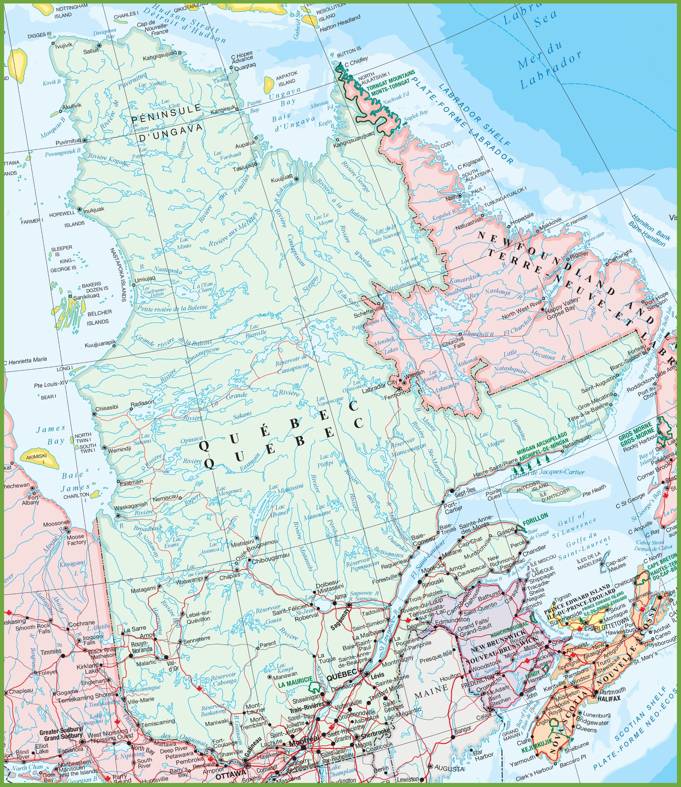 Printable Quebec Map Fresh Detailed Map Of Quebec ï ¿