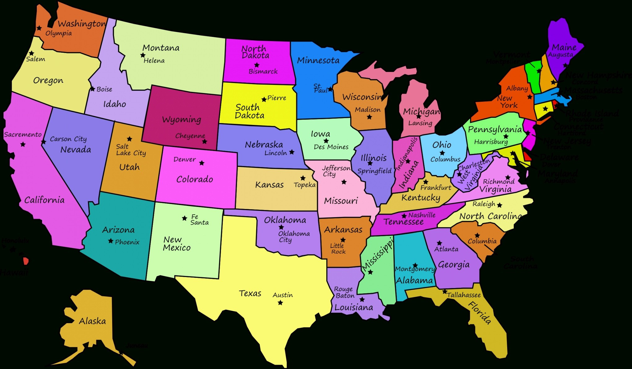 Printable U s Map With State Names And Capitals Fresh United States