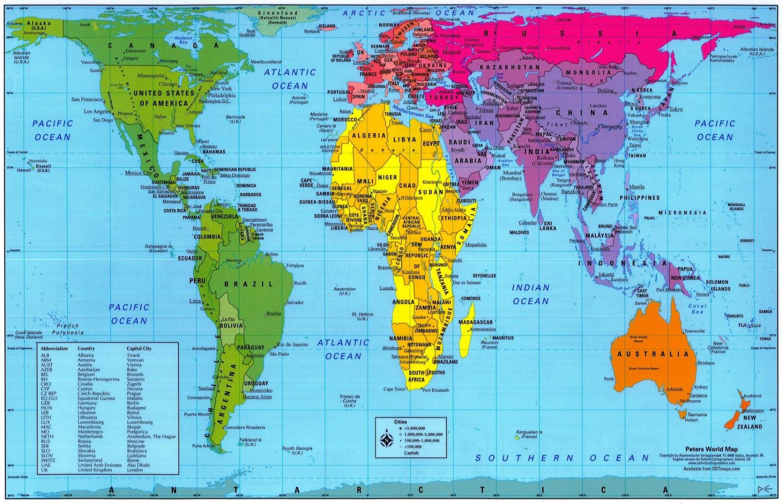 Printable World Map 8x10 Luxury Cont From The Peter S Projection Map Depicting Relative Sizes