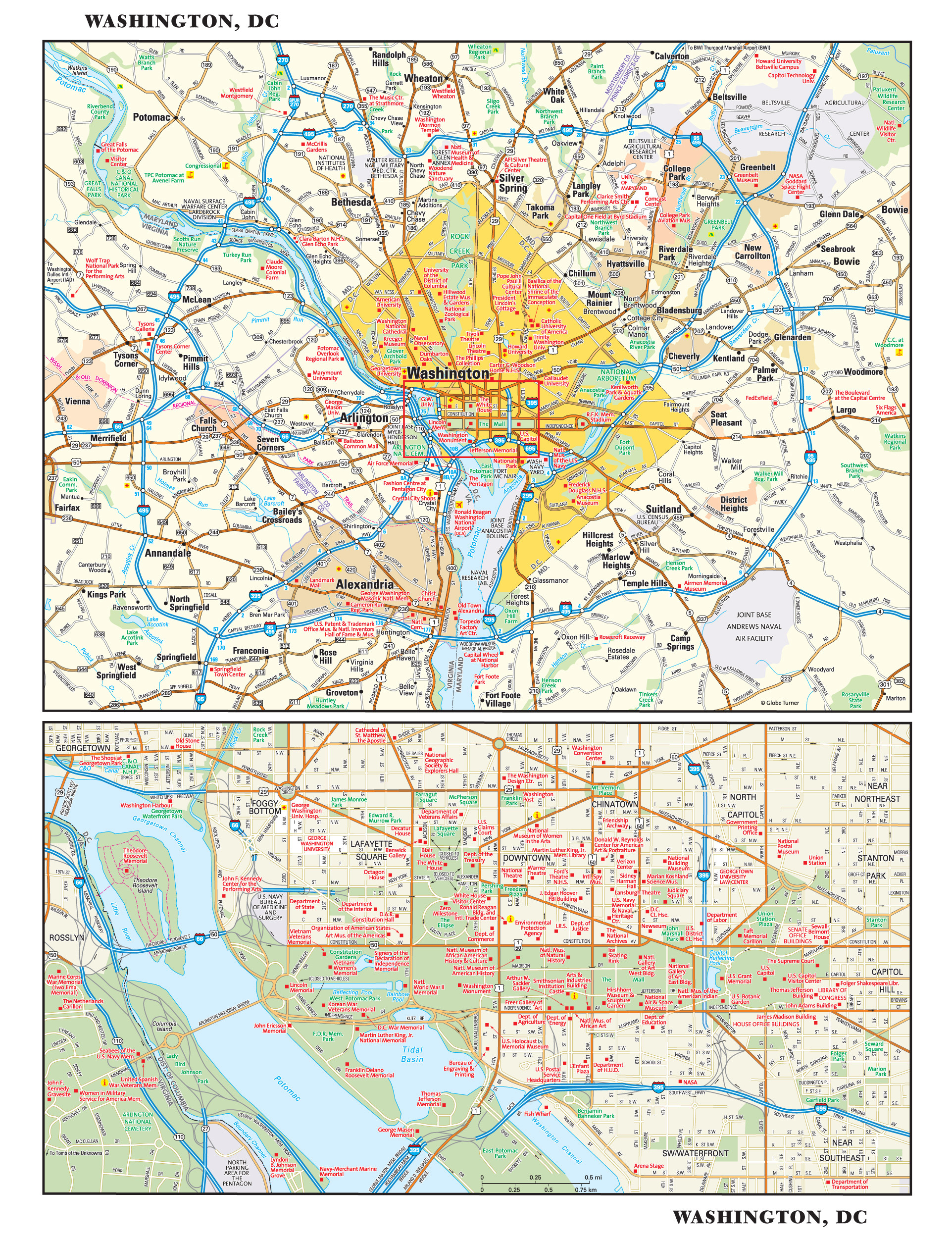 10 Beautiful Washington D.c. Printable Map