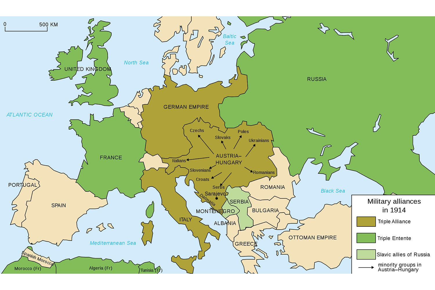World War 1 Printable Map Awesome The Major Alliances Of World War I ...