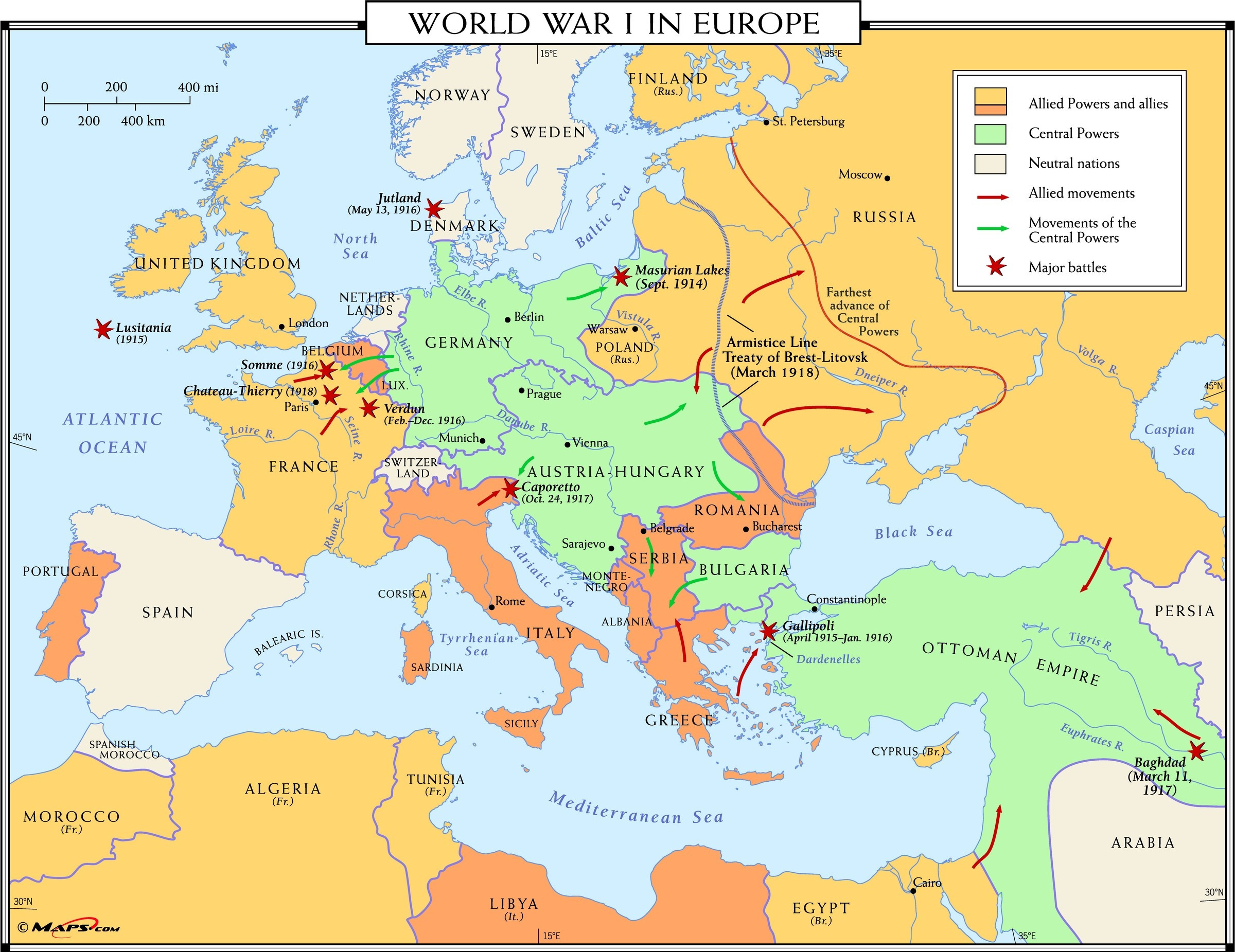 10 Awesome World War 1 Printable Map Printable Map
