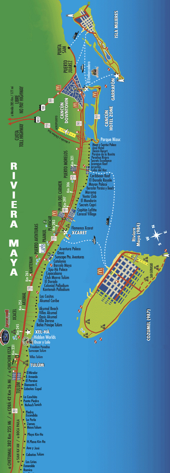 Map of Riviera Maya Things to do in Riviera Maya