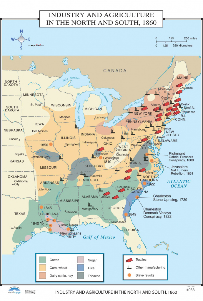 033 Industry &amp;amp; Agriculture In The North &amp;amp; South, 1860 – Kappa Map Group inside United States Industry Map