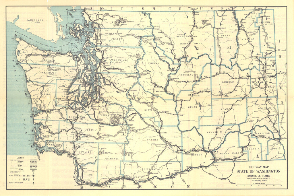 1932 Washington State Highway Map | Washington State Dept Of regarding State Highway Map