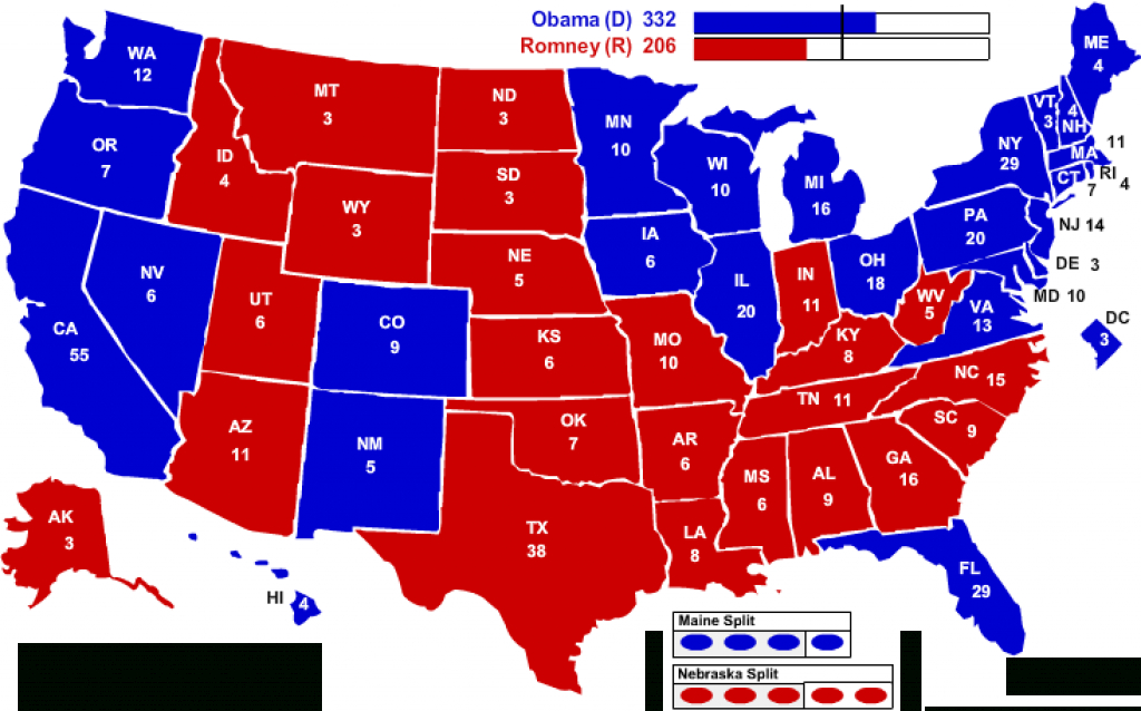 2012 Electoral Map: Barack Obama Wins | Political Maps with regard to Red State Blue State Map 2012 Presidential Election