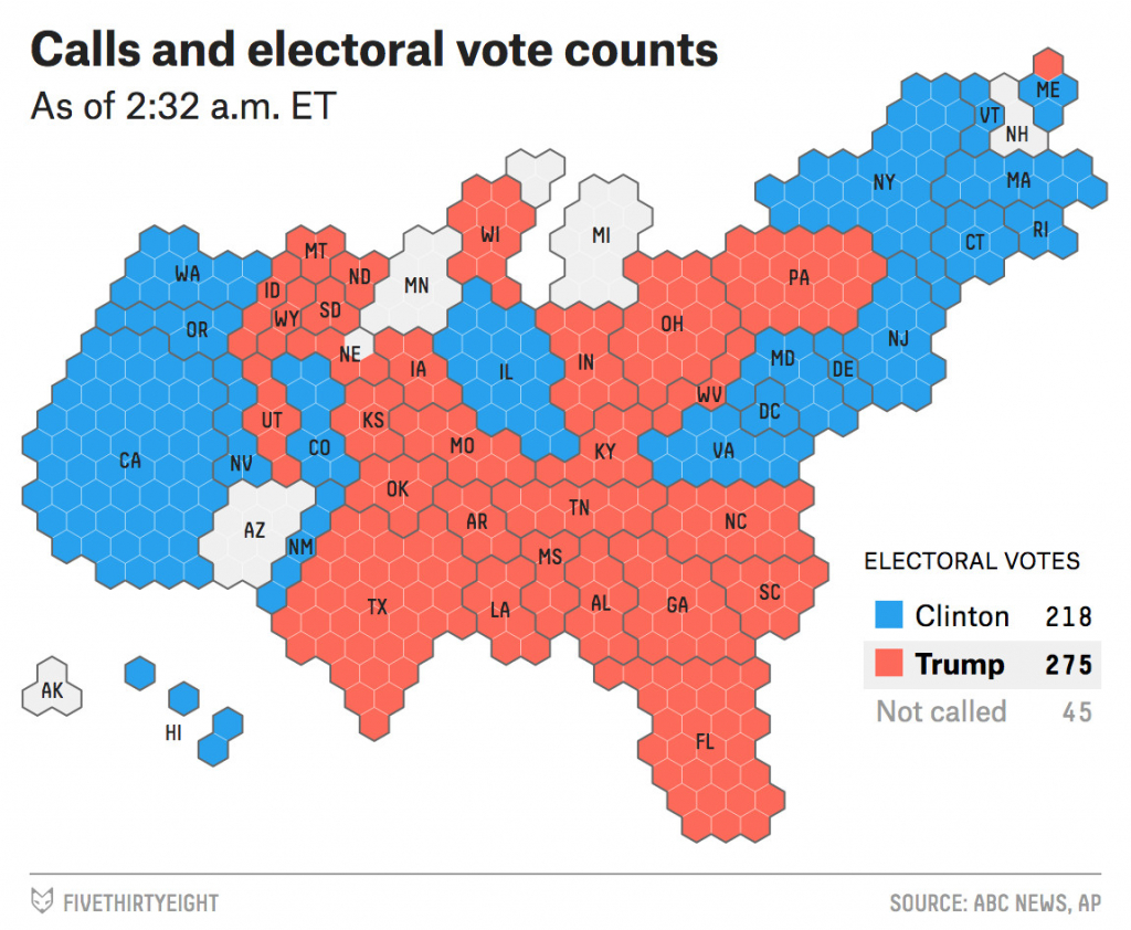 2016 Election Night Live Coverage And Results Fivethirtyeight Us inside States Electoral Votes 2016 Map